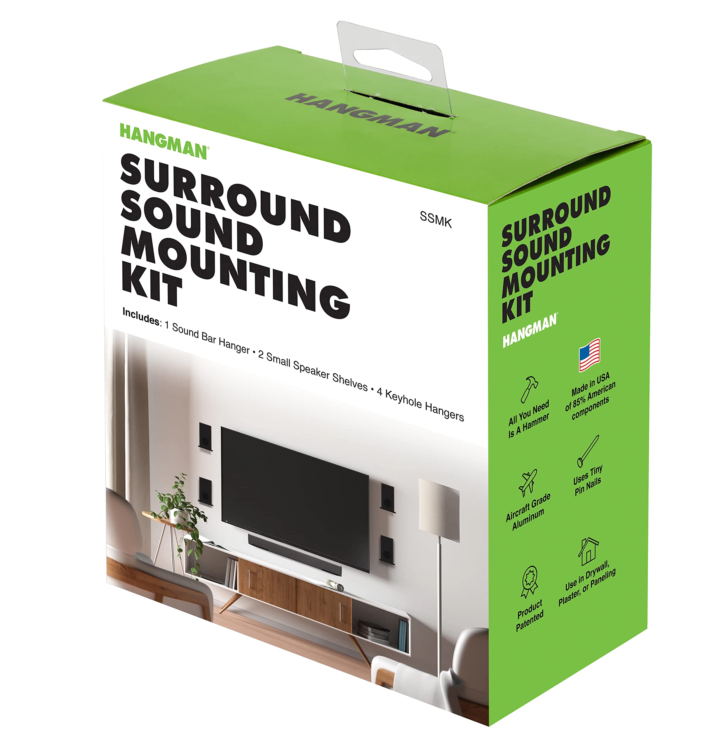 Hangman No Stud Surround Sound Mounting Kit No Drill Sound Bar Hanger Drywall Speaker Shelf SSMK