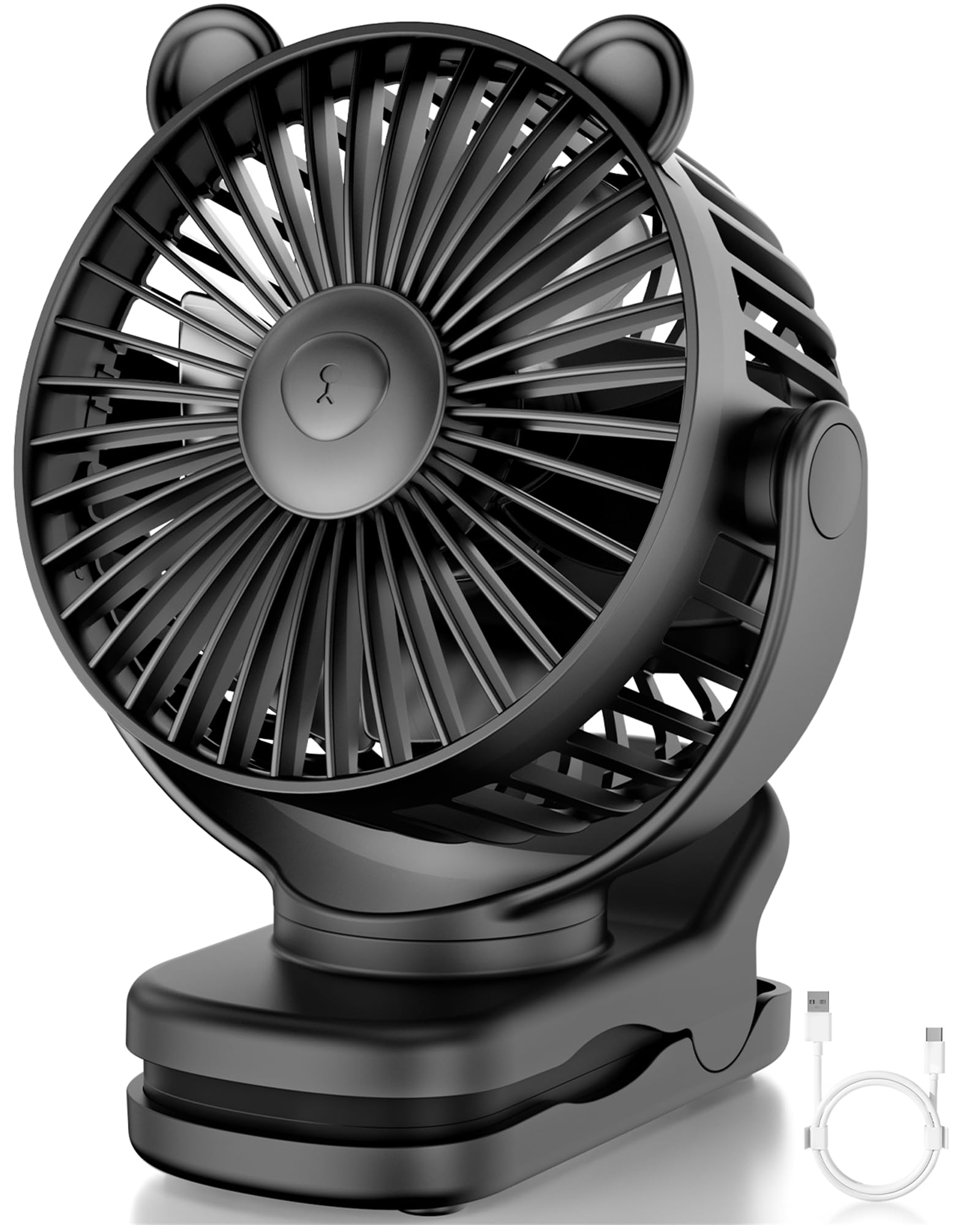 Gototo Clip On Fan, Rechargeable Portable Fan With 2000Mah Battery Operated, Small Fan With Powerful Clip Design, 3 Wind Speed,