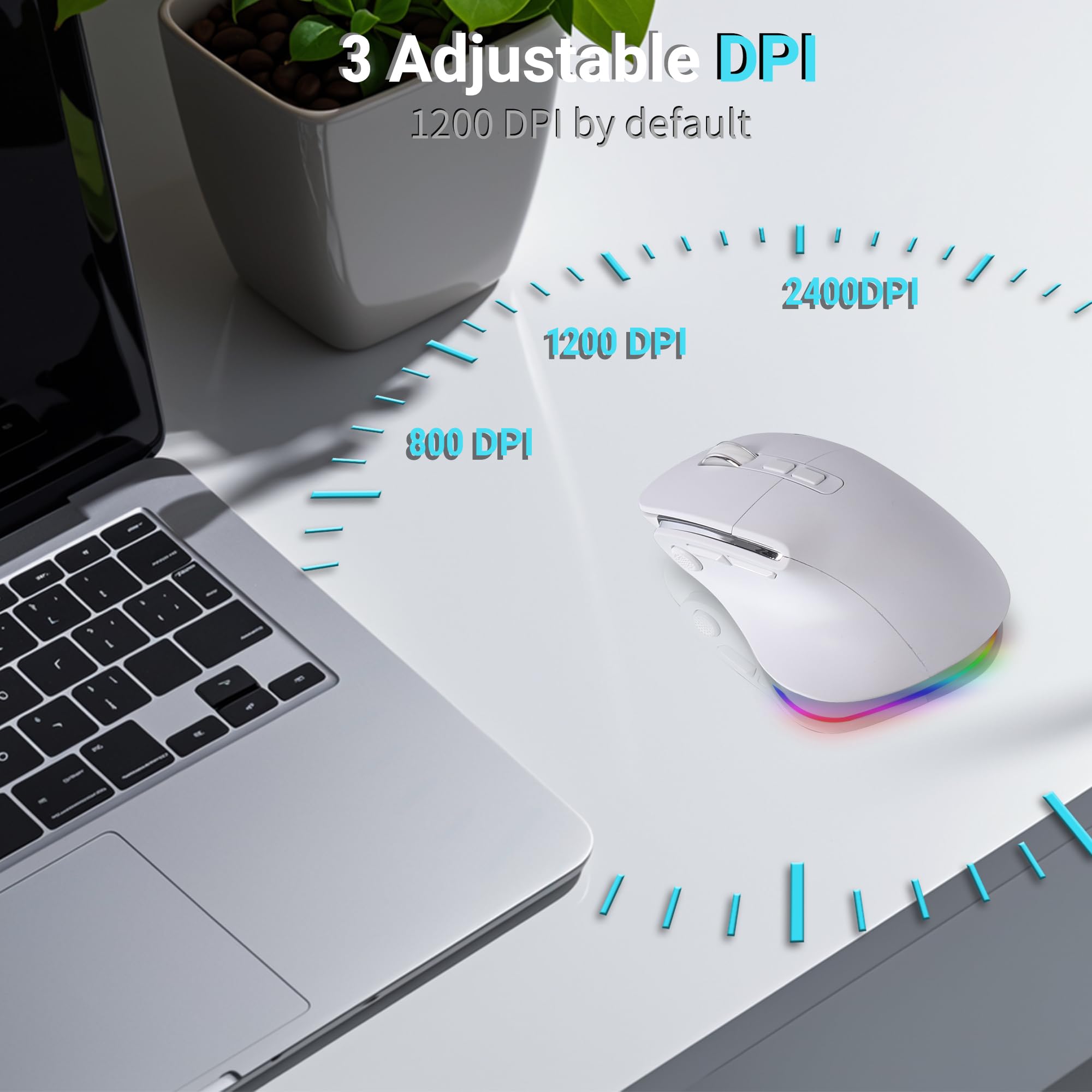 Ergonomic Mouse,Bluetooth Vertical Wireless Mouse,Led Rechargeable Optical Computer Mice, Portable(Bt5.2 Or Usb 2.4Ghz) Dual Mod