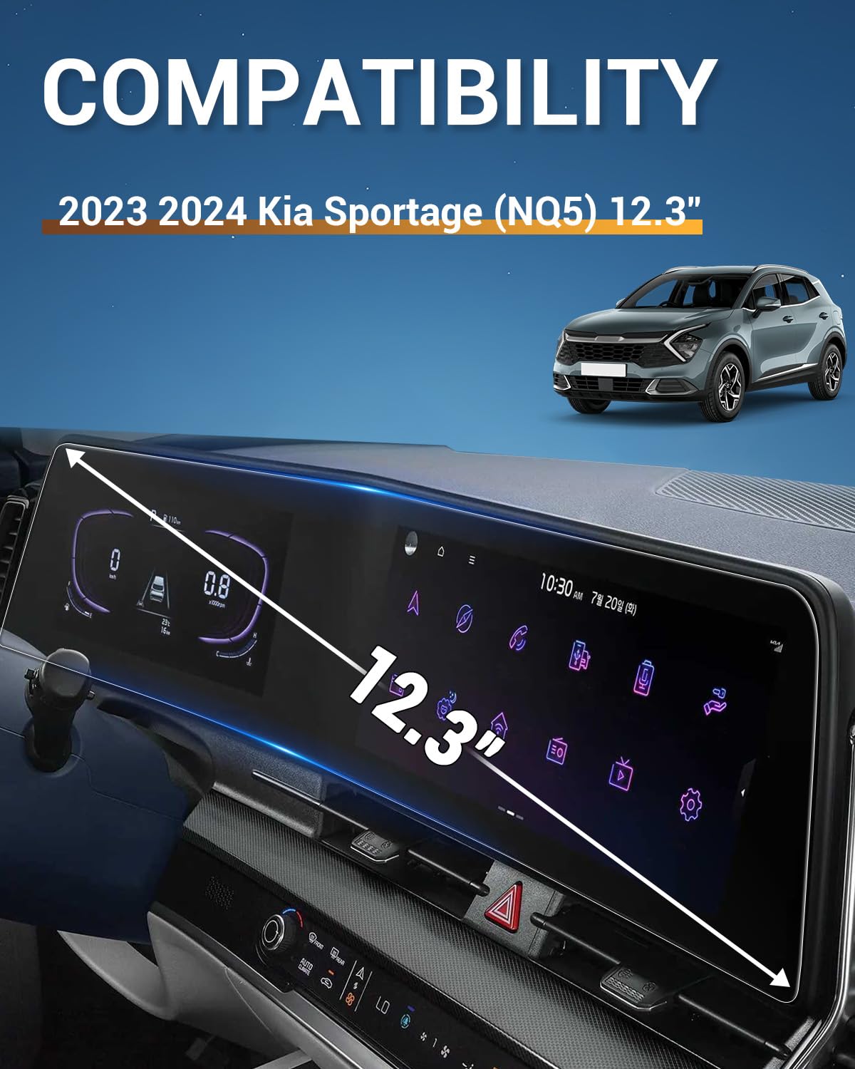Yee Pin 2023 2024 2025 Sportage Screen Protector For 2023 2024 2025 Kia Sportage Accessories Lx/Ex/Sx/Sx Prestige/X Line (Nq5) 12.3 Inch Dual Panoramic Curved Display Us Version