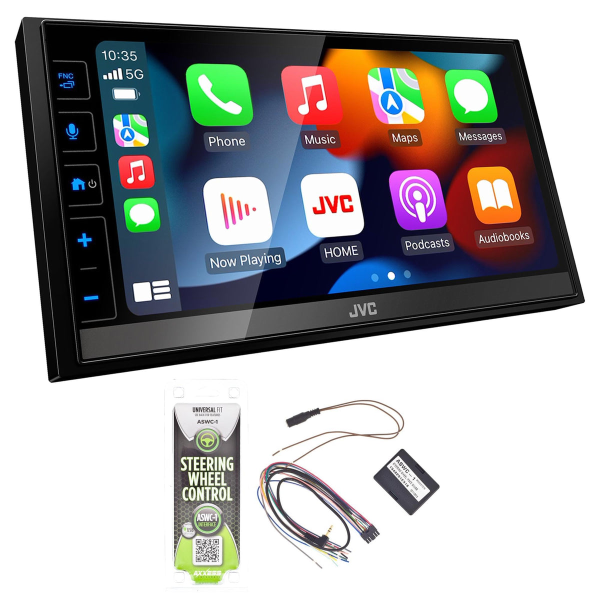 Jvc Kw-M780Bt 6.8'' Digital Media Receiver, Capacitive Touch Control Monitor, Apple Carplay/Android Autowith Axxess Aswc-1 Steer