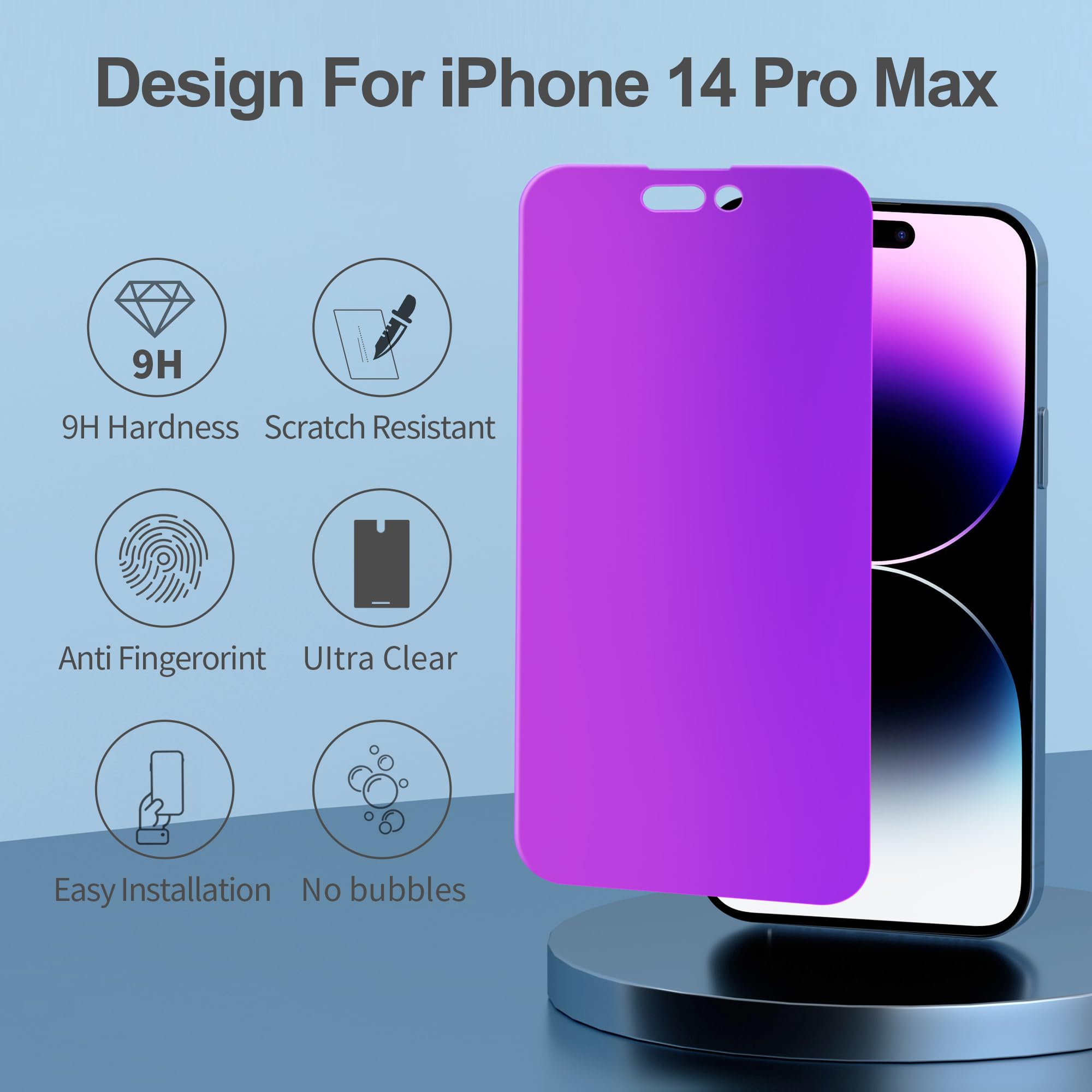 Compatible For Iphone 14 Pro Max Privacy Screen Protector 6.7 Inch Display, Gradient Colorful Anti Spy Anti Blue Light Hd Screen