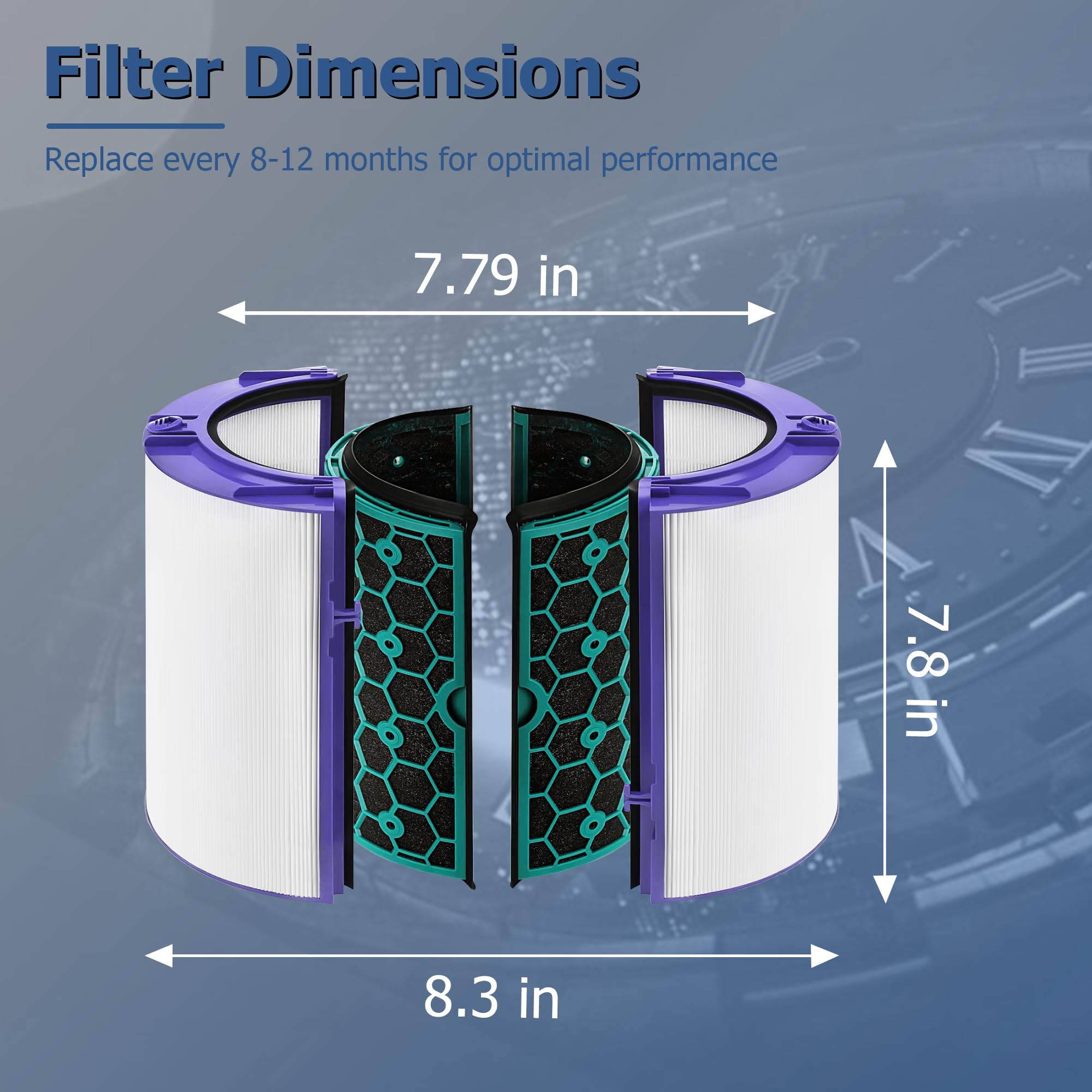 Air Purifier Filter Replacement For Dyson Pure Cool Purifying Fan Tp04 Hp04 Dp04, 2 In 1 360 Combi True Hepa And Activated Carbo
