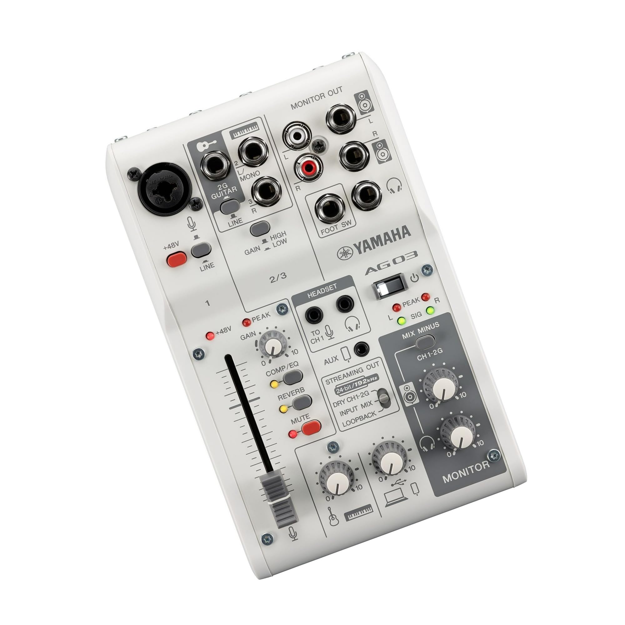 Yamaha Ag03Mk2 White 6-Channel Live Streaming Loopback Mixer/Usb Interface With Steinberg Software Suite