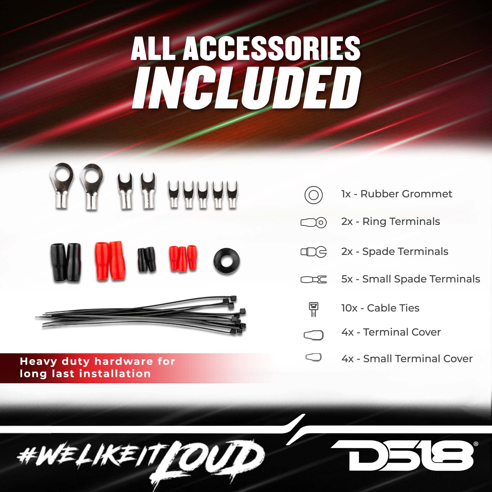 Ds18 Ampkit8 Gauge Amp Kit Amplifier Install Wiring 8 Ga Pro Installation Cables, 3000W (8 Gauge) Installation Kit For Car Audio