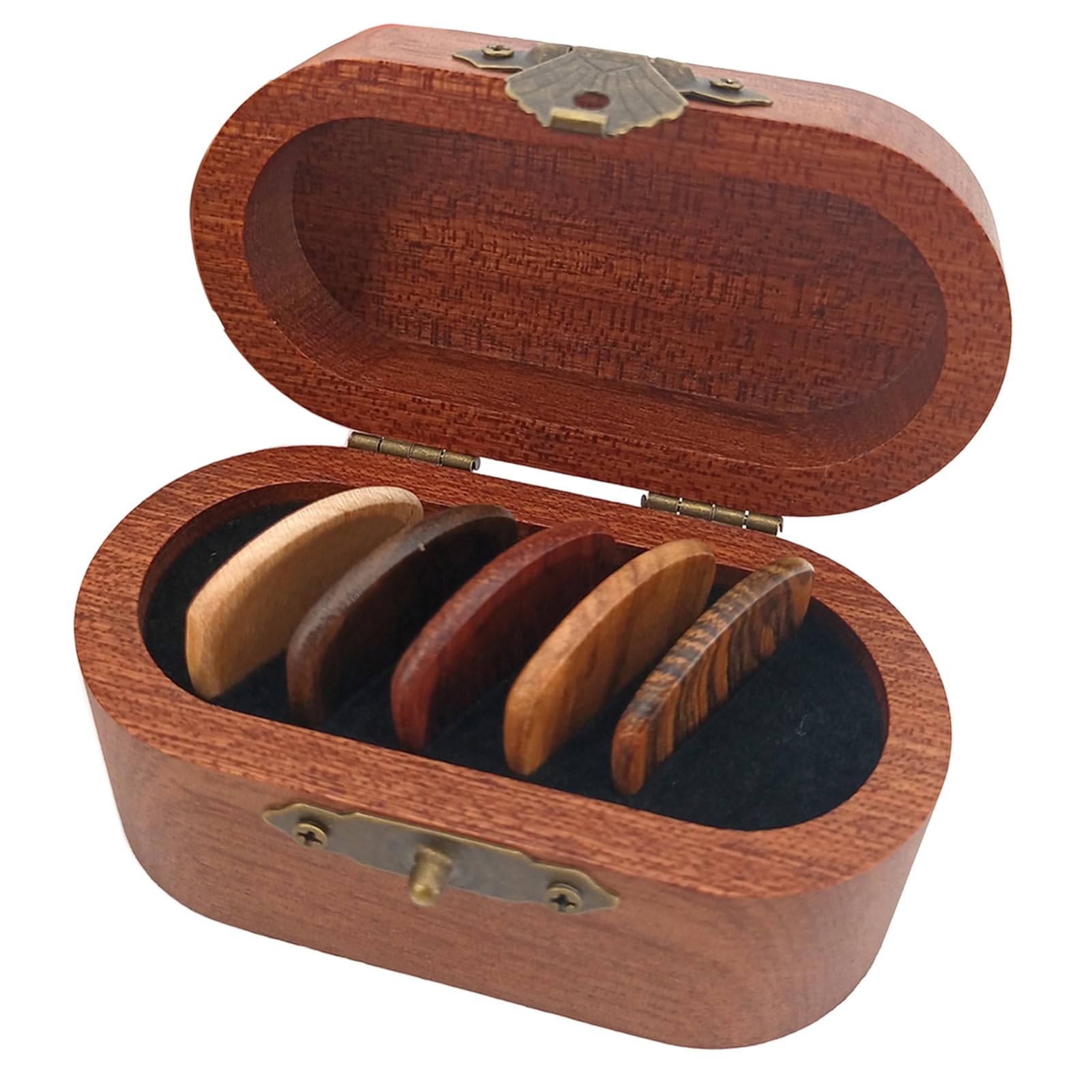 Guitar Pick Holder, Multi Purpose Guitar Pick Box With 5 Pcs Wooden Guitar Picks, Mini Jewelry Box For Men Women Teens Adults, L