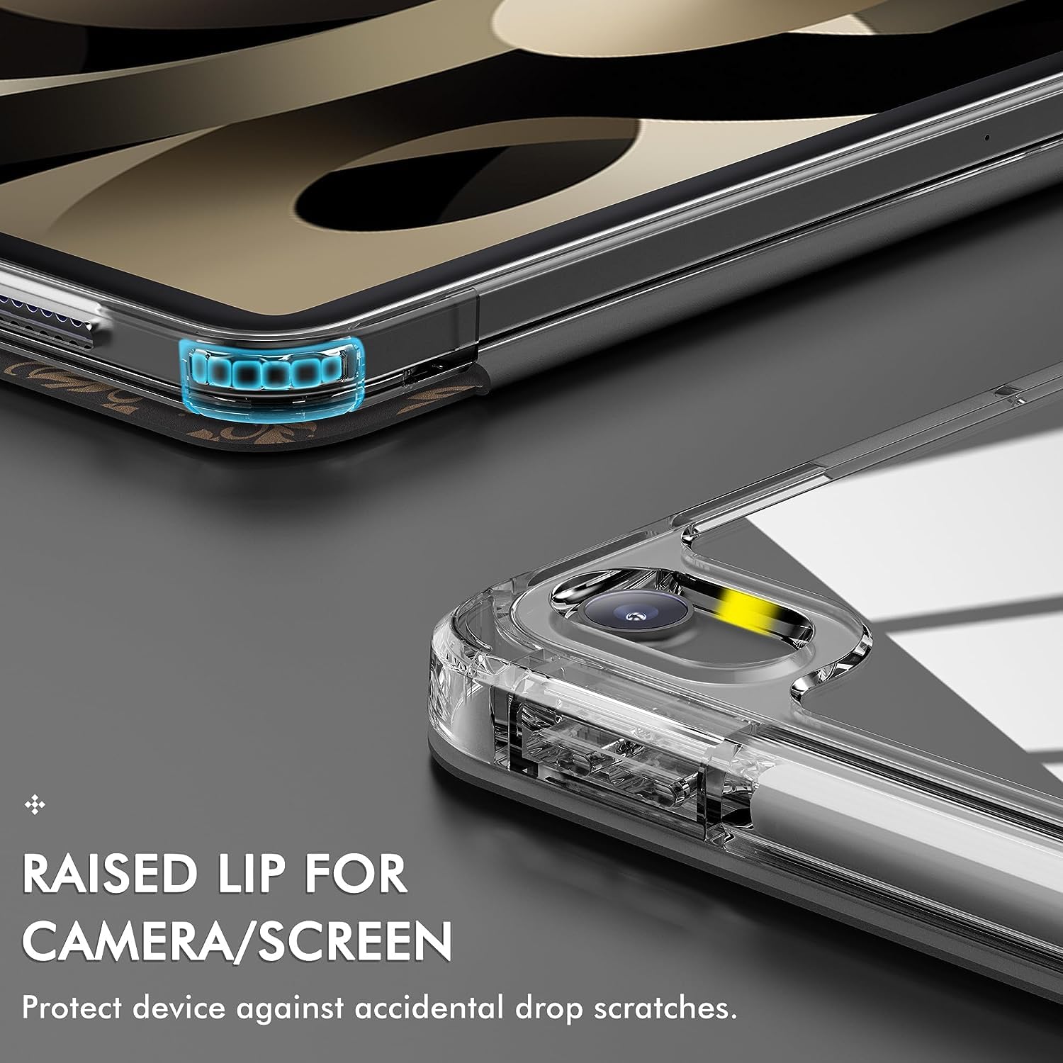 Infiland New Hybrid Ipad Mini 6 Case (8.3 Inch, 2021), Ultra Clear Back & Pu Leather Cover 6 Ft Drop Protection Ipad Mini 6Th Generation Case With Pencil Holder Support Wireless Charging, Silver