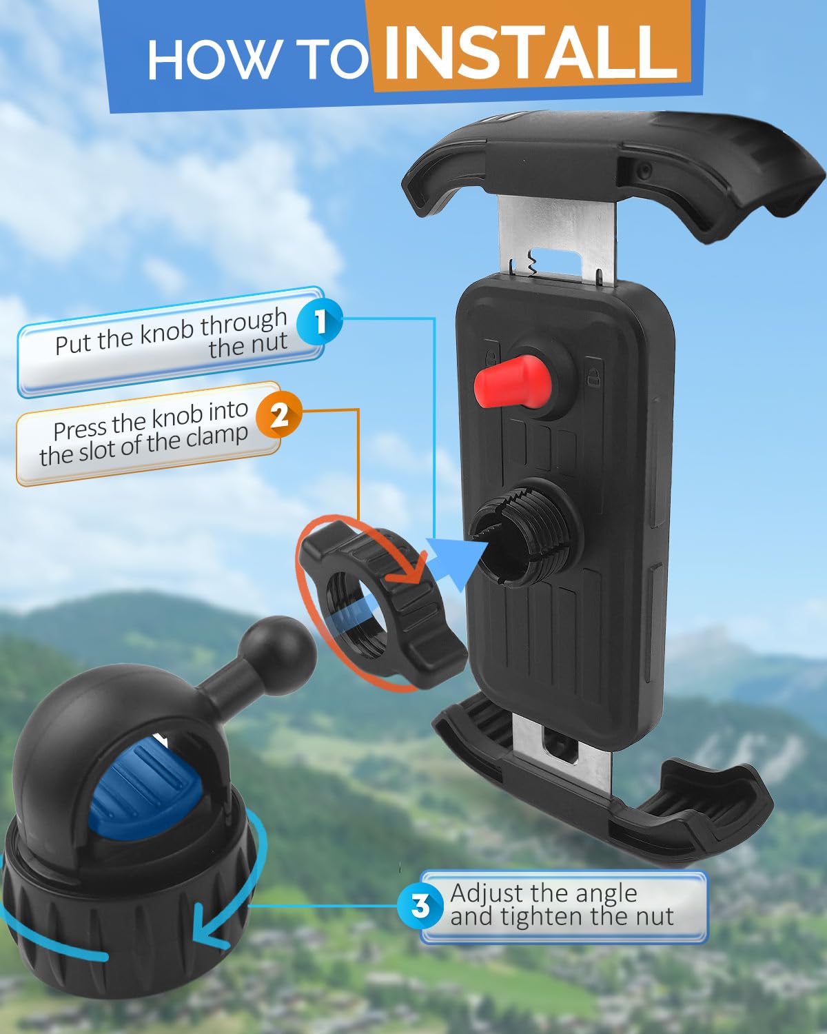 Victoper Bike Phone Holder, Motorcycle Handlebar Cell Phone Clamp, Motorcycle Phone Mount, Scooter Phone Clip For 5.5 To 6.7 Sma