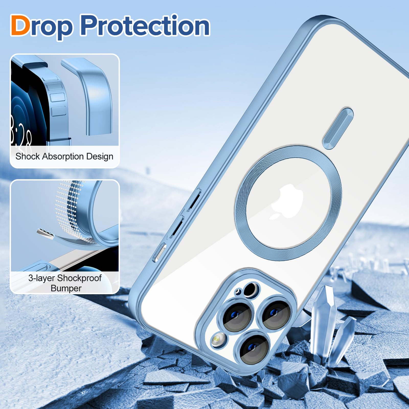 Hython Magnetic Clear Case For Iphone 12 Pro Case With Camera Lens Protector [Compatible With Magsafe] Luxury Plating Edge Slim