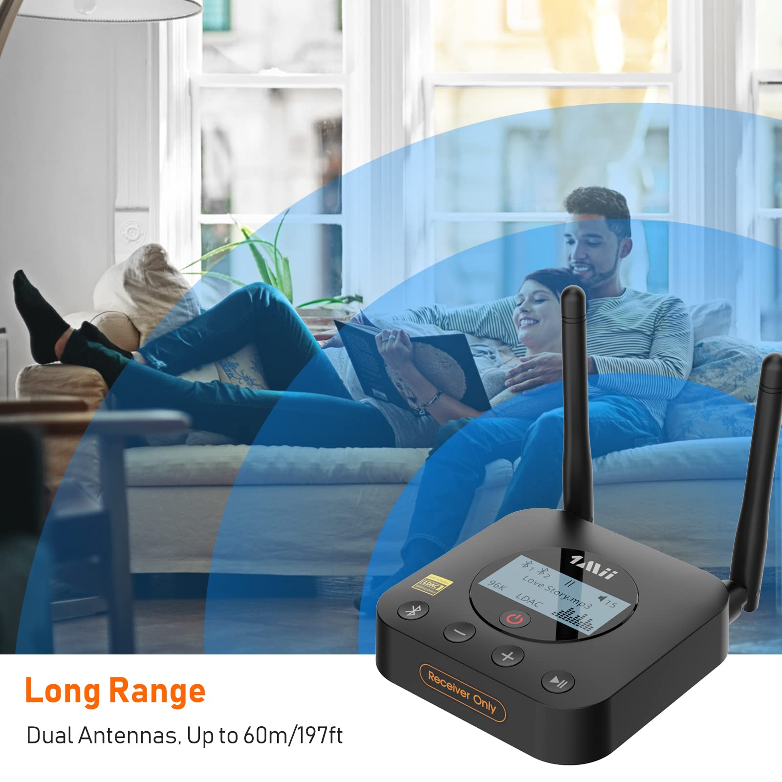 1Mii B06Pro+ Hifi Bluetooth Receiver, Hi Res Bluetooth 5.1 Wireless Audio Adapter W/Ldac For Home Stereo, Long Range Bluetooth R