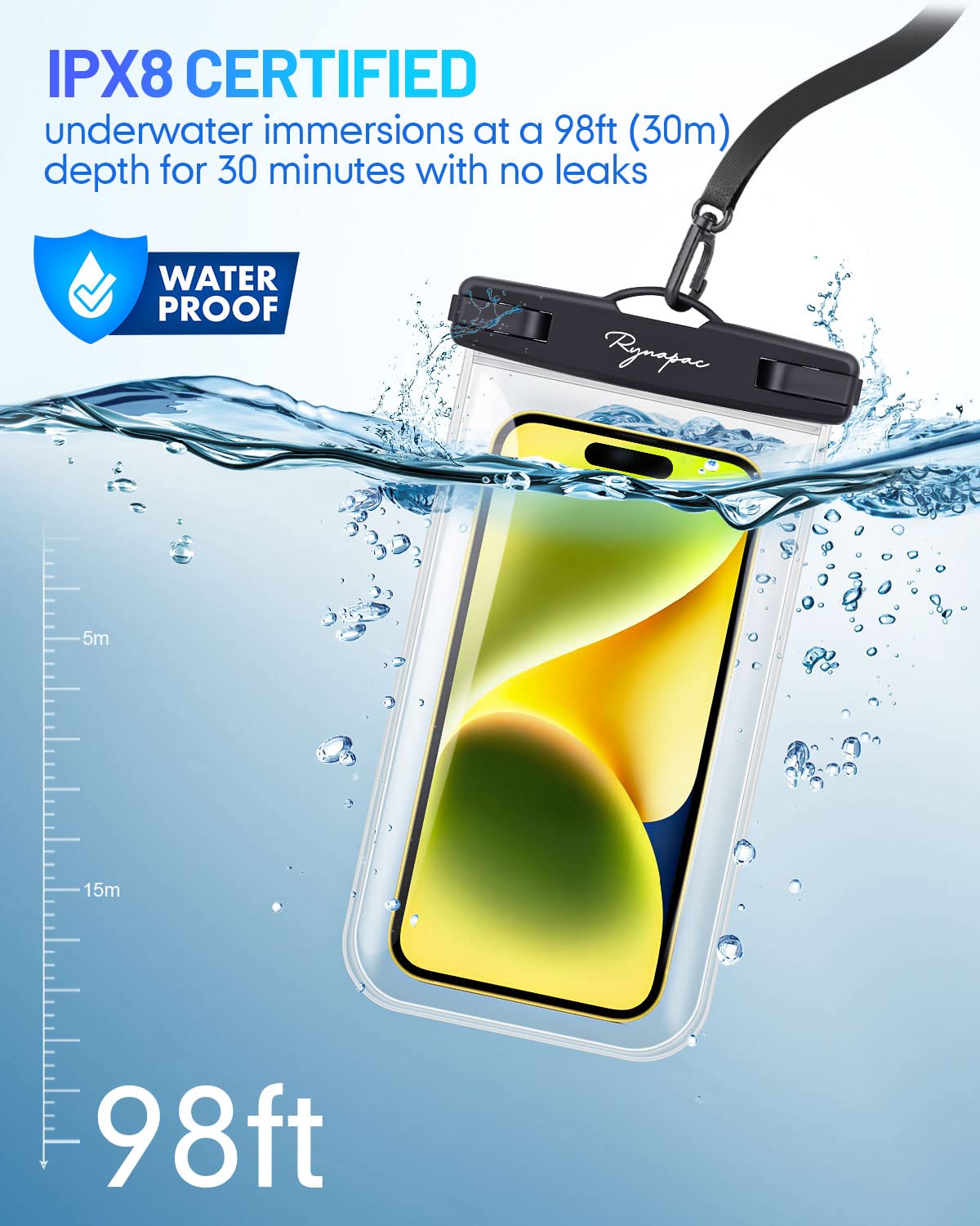 Waterproof Phone Pouch Bag - 7.5In Water Proof Cell Phone Case For Beach Travel Must Haves, Waterproof Phone Holder With Lanyard