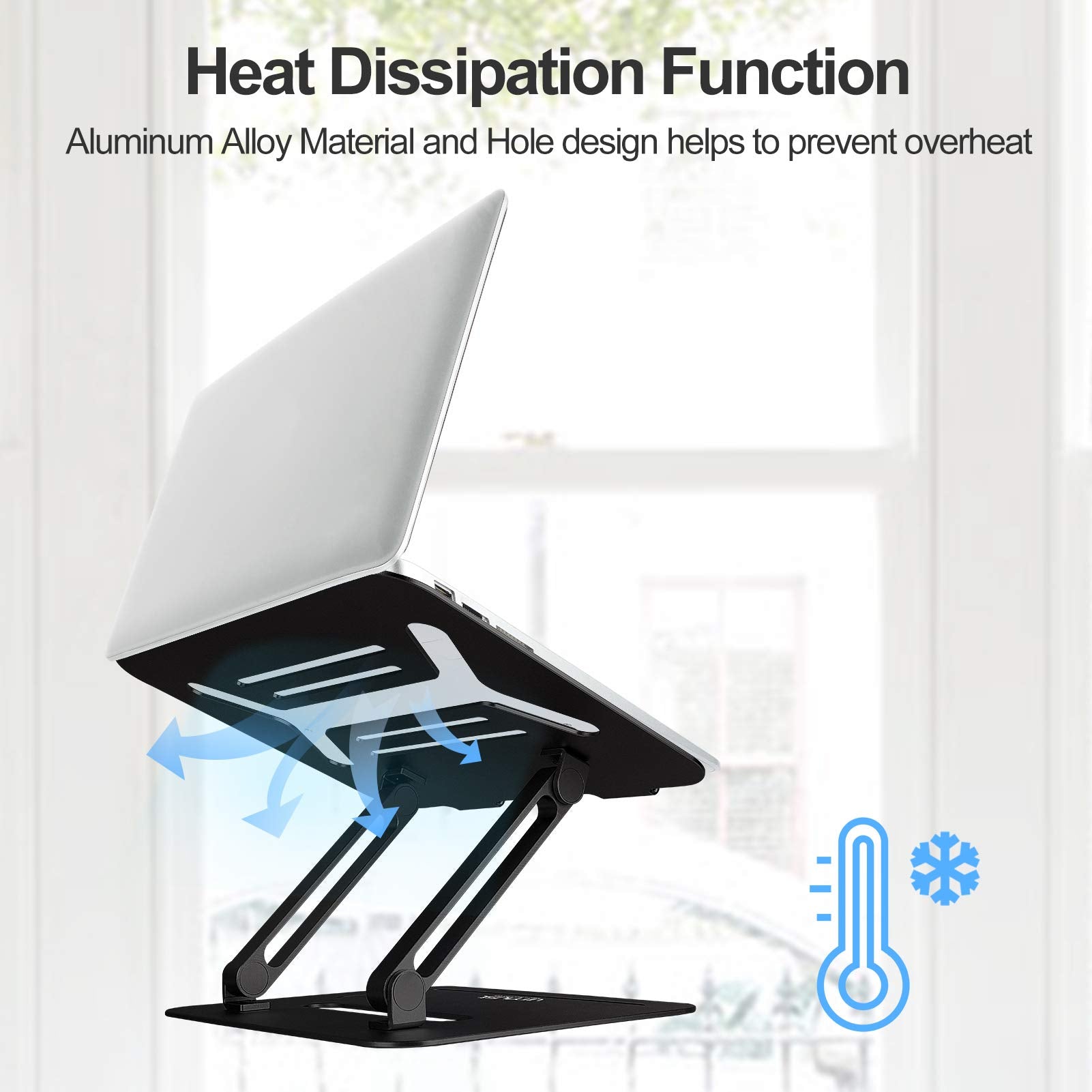 Urmust Adjustable Laptop Stand For Desk Aluminum Computer Stand For Laptop Riser Holder Notebook Stand Compatible With Macbook Air Pro Ultrabook All Laptops 11 17 Inch (Black)