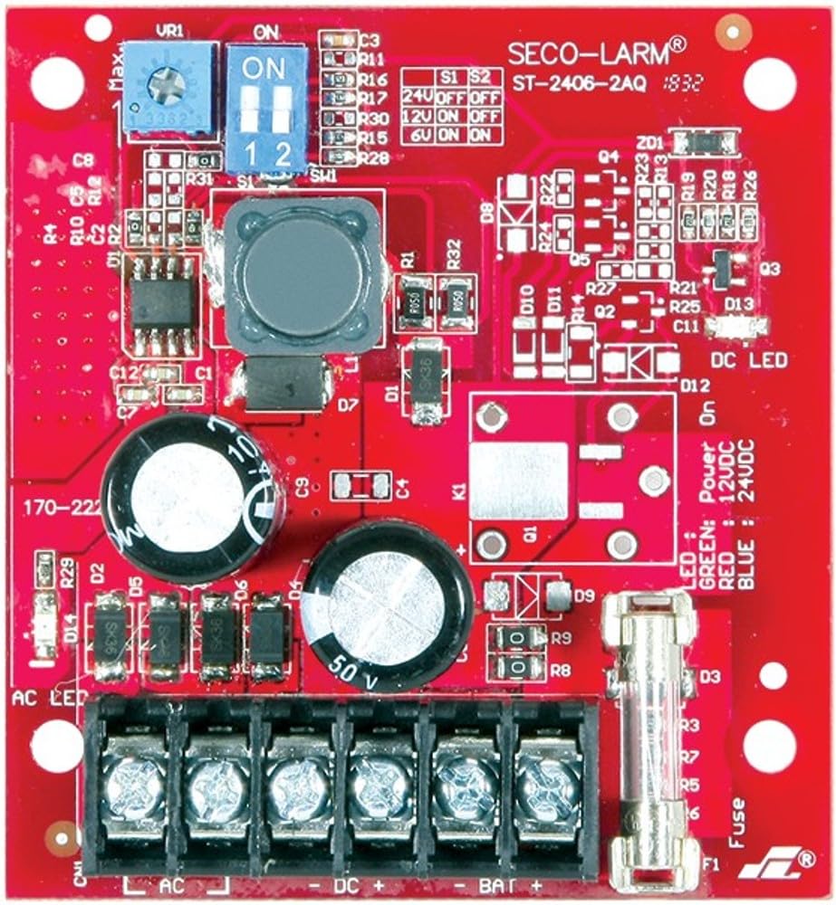 Seco Larm St 2406 2Aq Enforcer Power Supply Charger, 1.5A Continuous, 2A Peak, Selectable (6, 12, 24 Vdc) Voltage Output, Therma