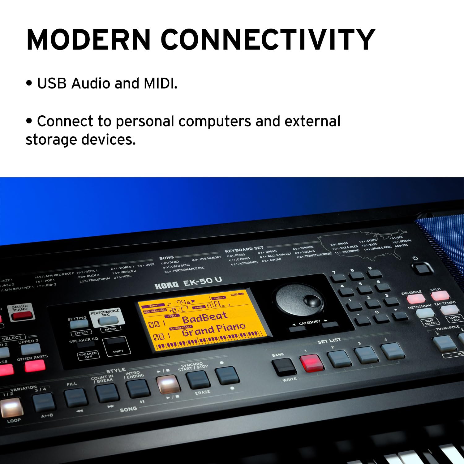 Korg, 61 Key Portable Keyboard (Ek50U)