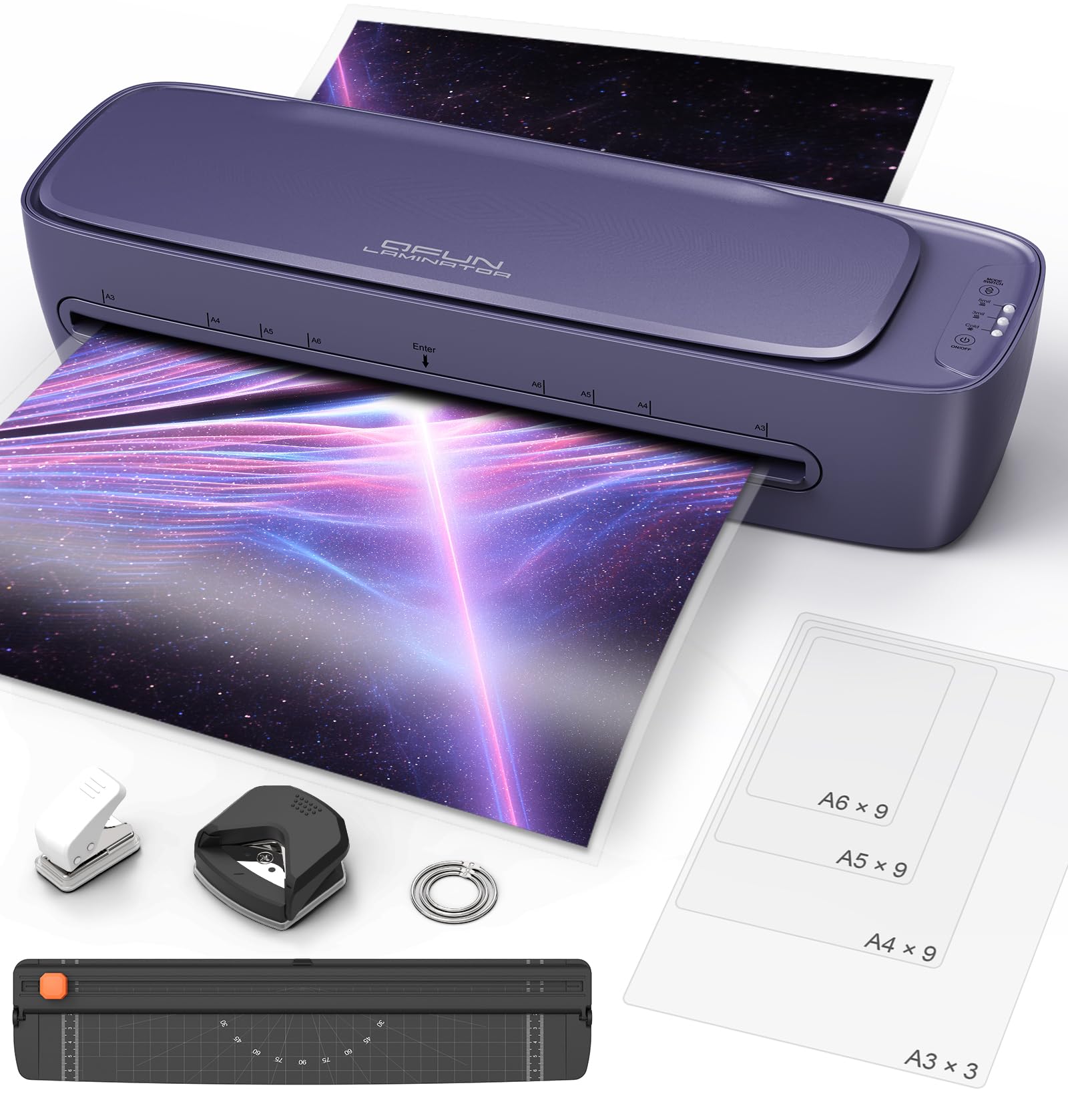 Laminator Machine 13 Inch Wide Thermal Lamination 9 in 1 Cold Hot A3 Laminating Machine for Teacher Personal, 60s Warm-Up No Jam