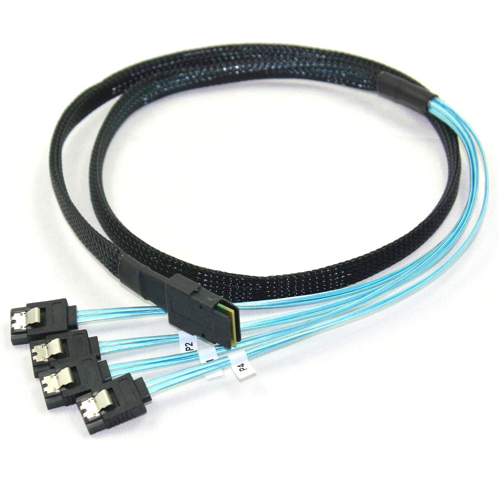 Jacobsparts Mini Sas To 4 Sata Sff 8087 Multi Lane Forward Breakout Internal Cable, 3.3 Feet