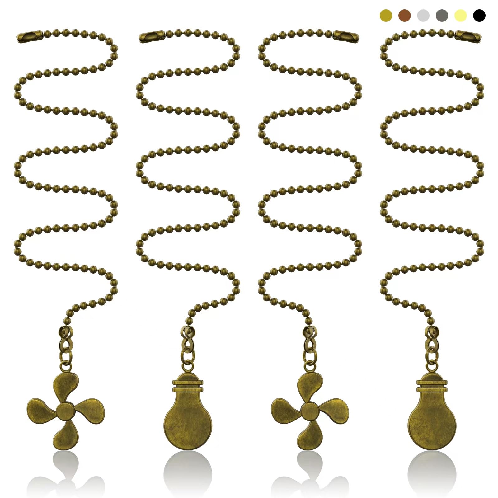 Sur Ciel 4Pcs Ceiling Fan Pull Chain, Ceiling Fan Pulls Decorative, Ceiling Fan Pull Chain Extender, Light Pull Chain Extension