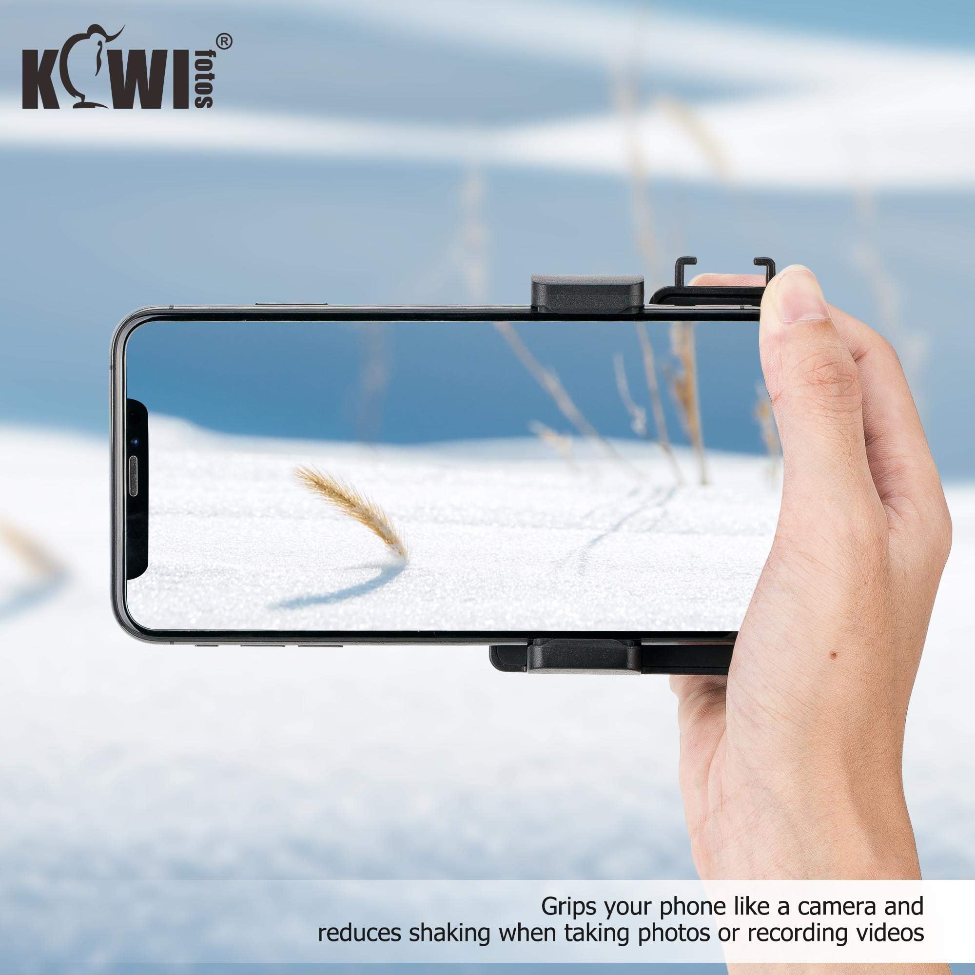 Kiwifotos Phone Camera Grip Handle Holder Phone Tripod Mount With Detachable Remote Shutter & Cold Shoe Adapter For Iphone 14 15