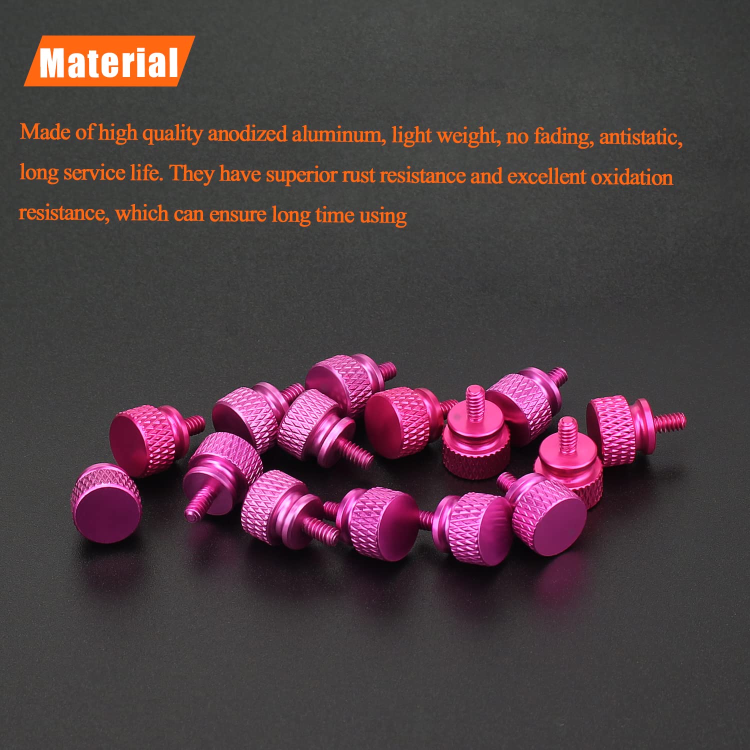 Helifouner 20 Pieces 6 32 Thread, Pink Color Anodized Aluminum Computer Case Thumbscrews, Thumb Screws For Computer Case/Cover/P