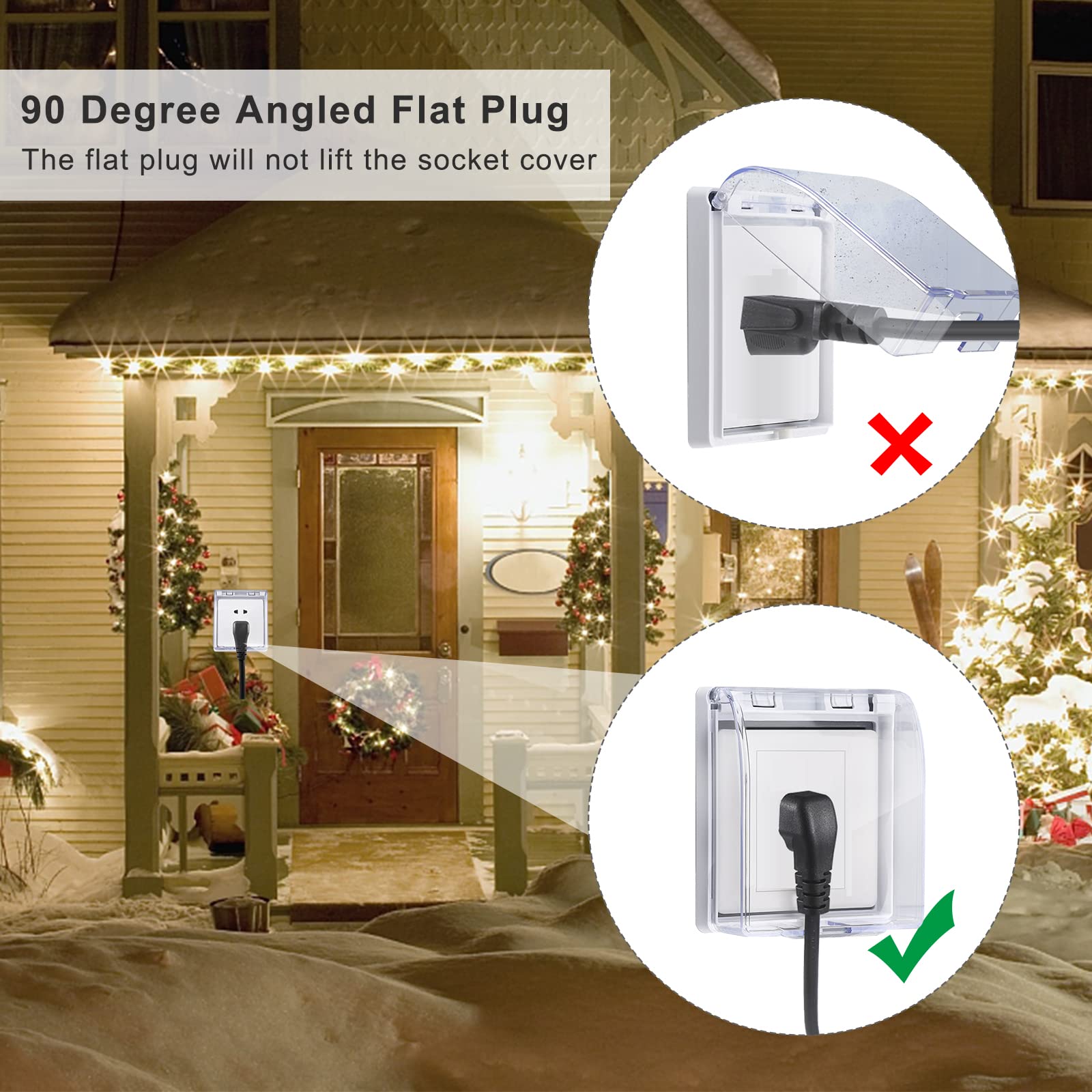 2Ft Outdoor Extension Cord Splitter   90 Degree Flat Plug Black 2 Way Waterproof Power Cord Y Splitter,1 To 2 Extension Cord, 12