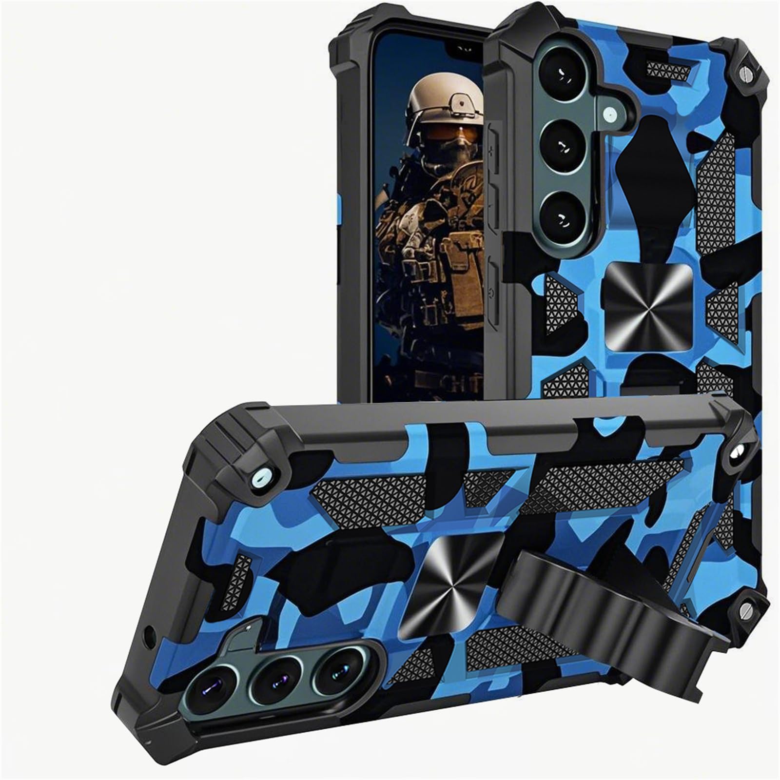 CCSmall for Samsung Galaxy S25 Case Camo Rugged with Kickstand, Military Grade Drop Protection Shockproof Outdoor Men Case Cover