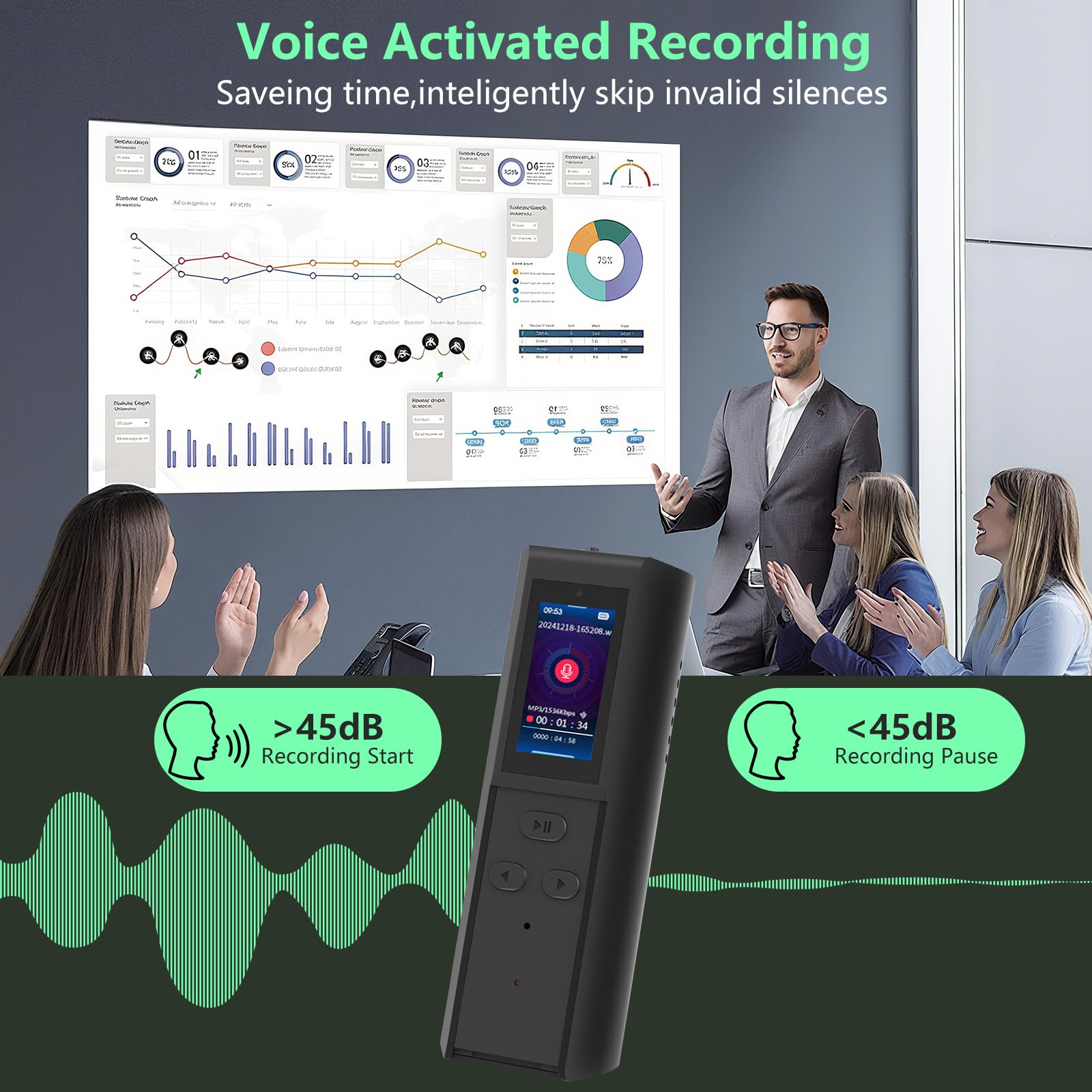 128Gb Digital Voice Recorder With Playback: Magnetic Audio Recorder With Ai Noise Cancellation, 230 Hours Continuous Recording D