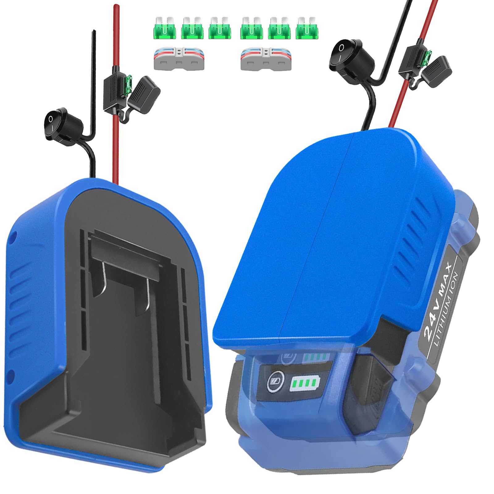 2 Pack Power Wheel Battery Adapter for Kobalt 24V Max Battery Adapter Converter Kit 14 AWG Wire with Fuse & Wire terminals,Power