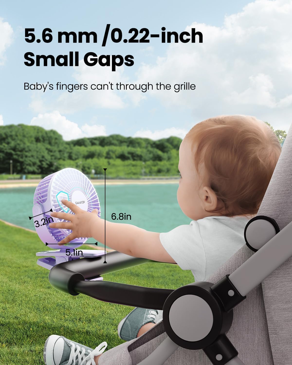 Gaiatop Portable Clip On Fan Battery Operated, Small Powerful Usb Desk Fan, 3 Speed Quiet Rechargeable Mini Table Fan, 360 Rotat