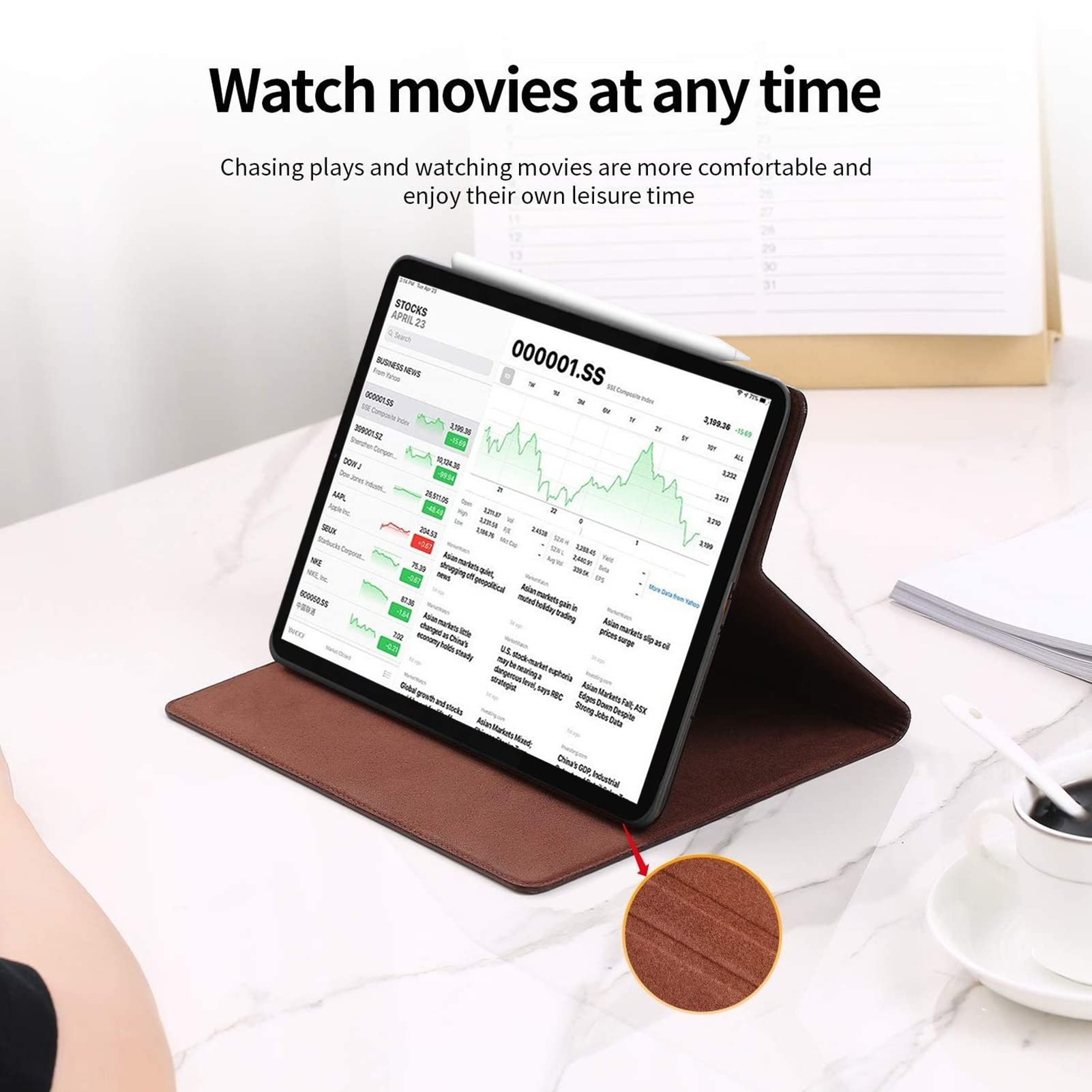 Gexmil Case For Ipad Pro 11 Inch,4Th/3Rd/2Nd/1St Generation(2022/2021/2020/2018) Genuine Leather Cover Anti Fingerprint/Slip,Cow