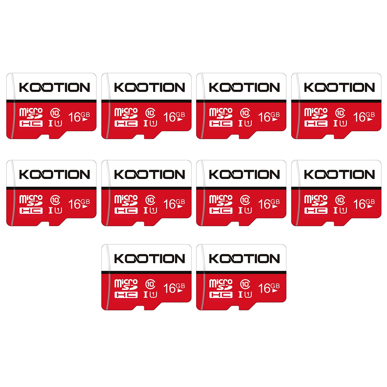 Kootion 10 Pack 16Gb Micro Sd Card Class 10 Micro Sdhc Card 16 Gb Uhs I High Speed Tf Card R Flash C10 U1 Memory Card