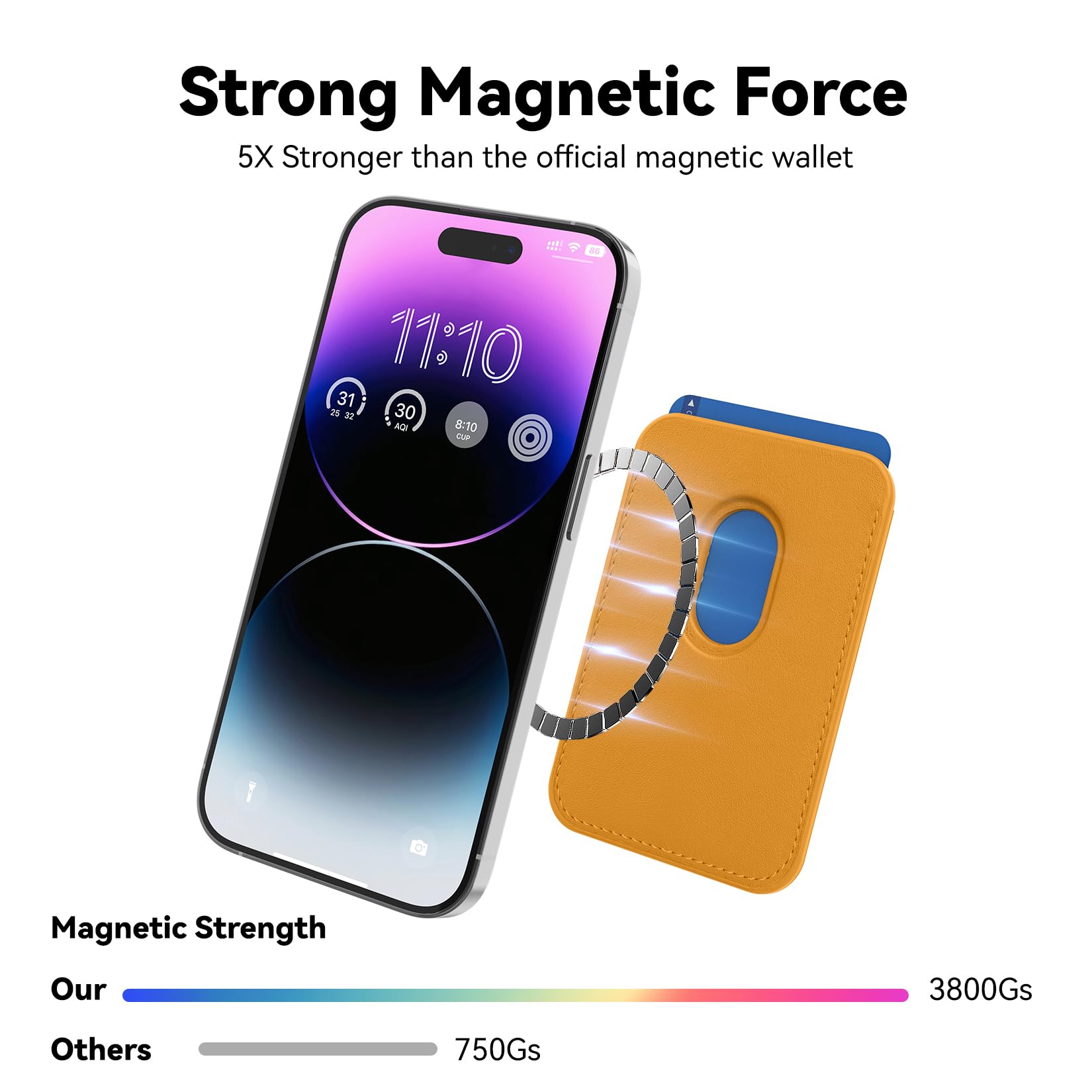 Amzone Magnetic Magsafe Wallet Cell Phone Card Holder For Iphone 15 Series, Stronger Magnetic Rfid Leather Phone Wallet Stick On