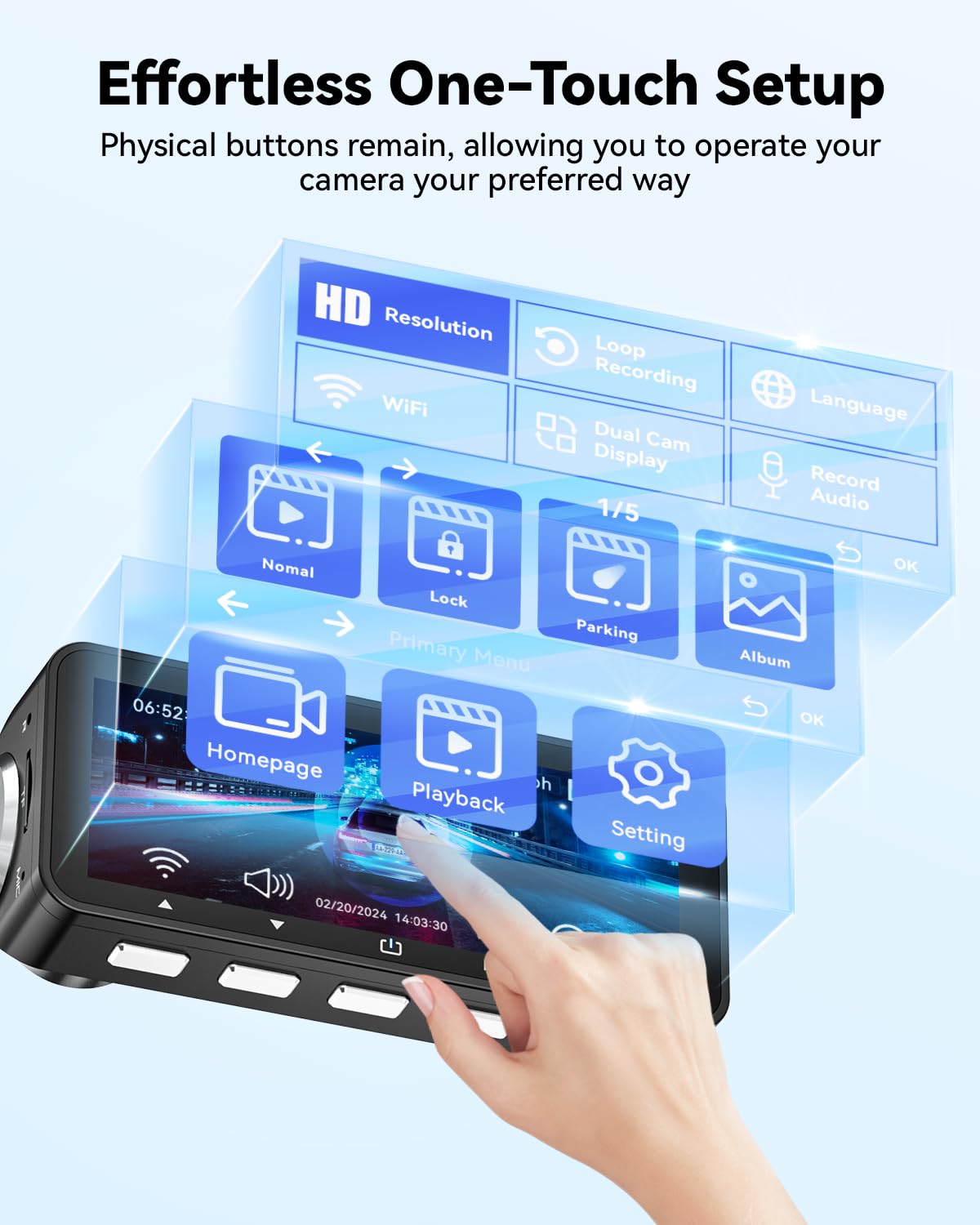 Focuway Dash Cam Front And Rear, Touch Screen, 4K 30Fps/2K 60Fps+1080P 30Fps Dash Camera For Car, Voice Control, Built In Gps Wi