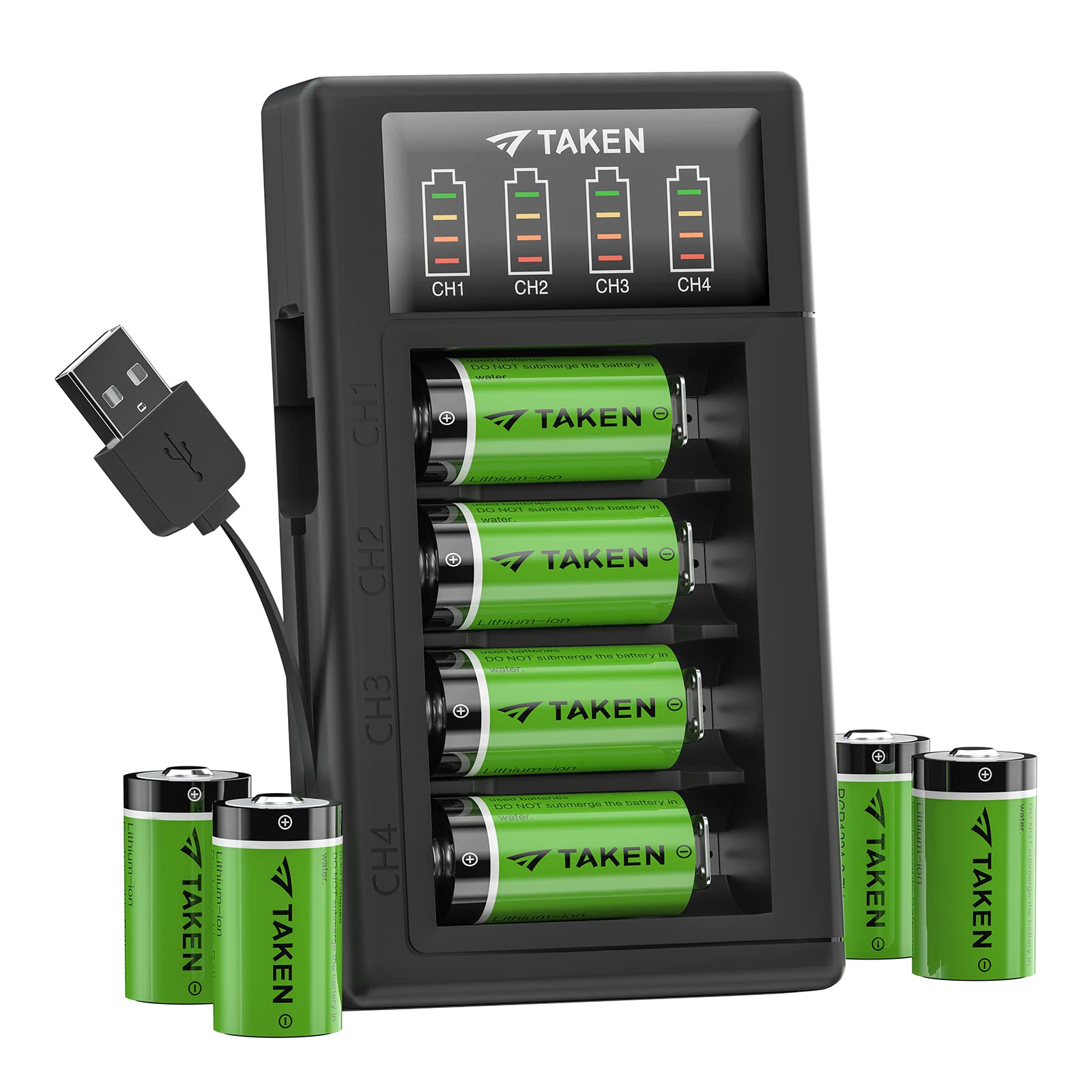 Taken 8 Pack Cr123A Lithium Batteries 3.7V 123 Batteries Lithium [Can Be Recharged] With Charger For Arlo Vmc3030 Vmk3200 Vms333