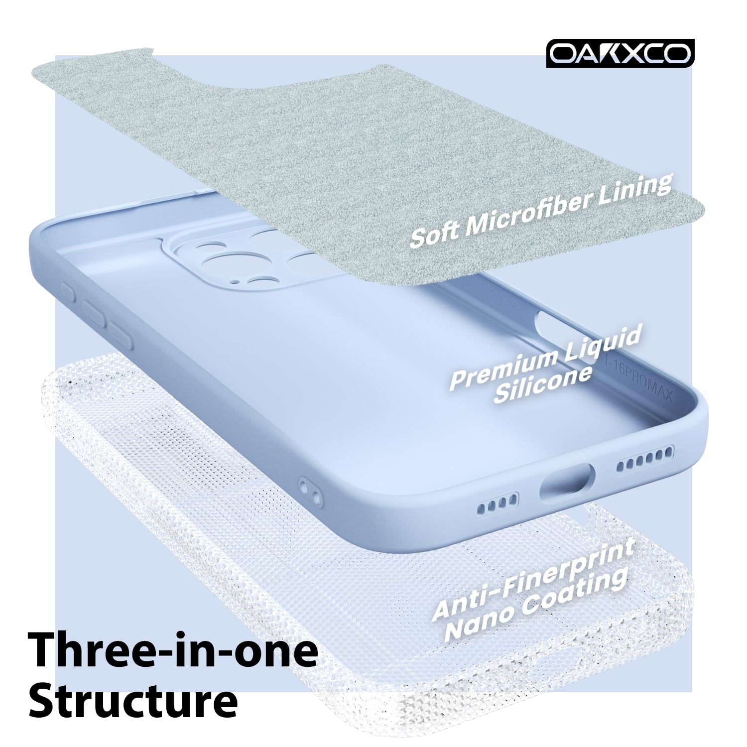 Oakxco For Iphone 16 Pro Max Phone Case Liquid Silicone, Thin Slim Soft Rubber Gel Tpu Plain Protective Simple Cover For Women G