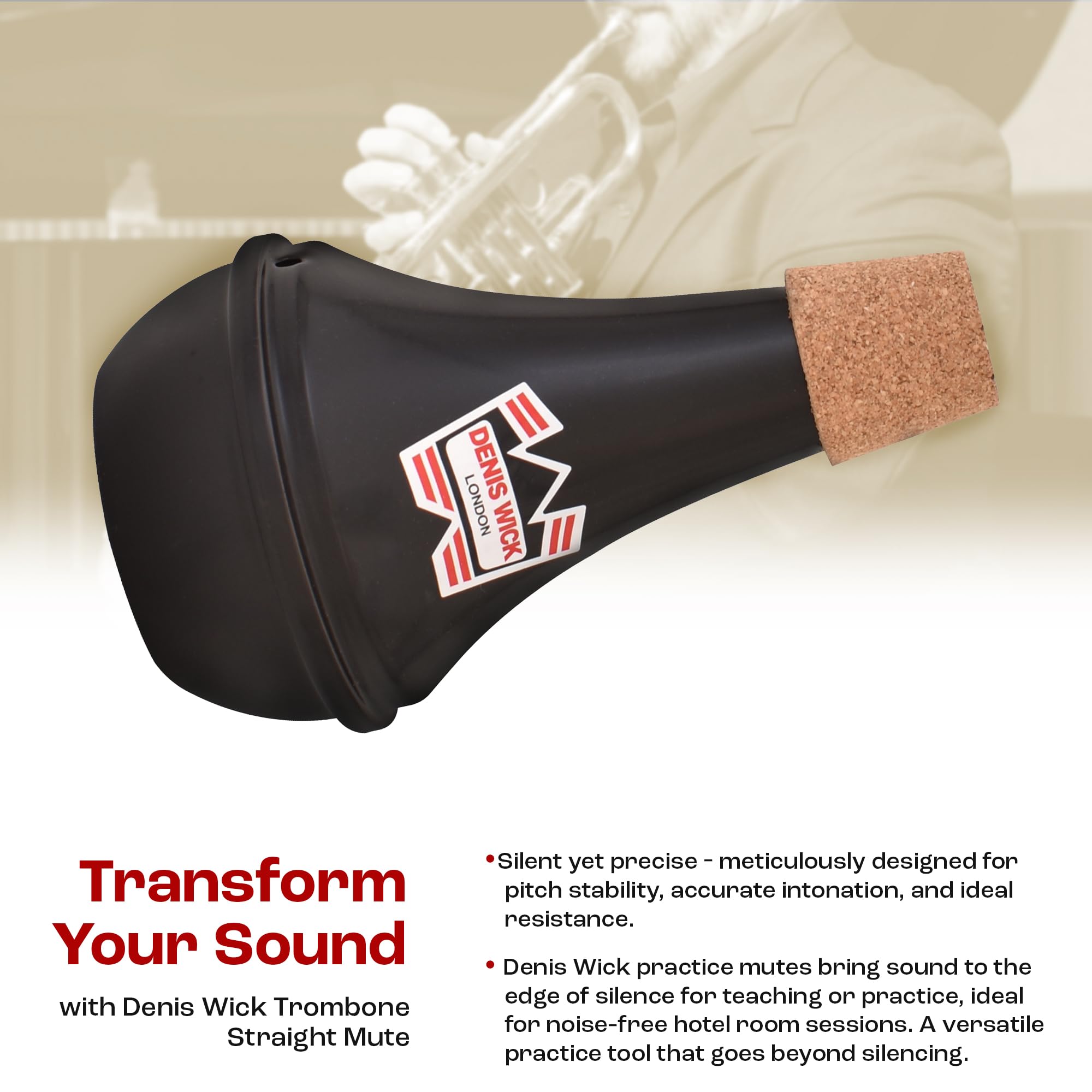 Denis Wick Trumpet Or Cornet Practice Mute | Accessories For Brass Instruments | Mute For Teaching And Learning Trumpet | Practi