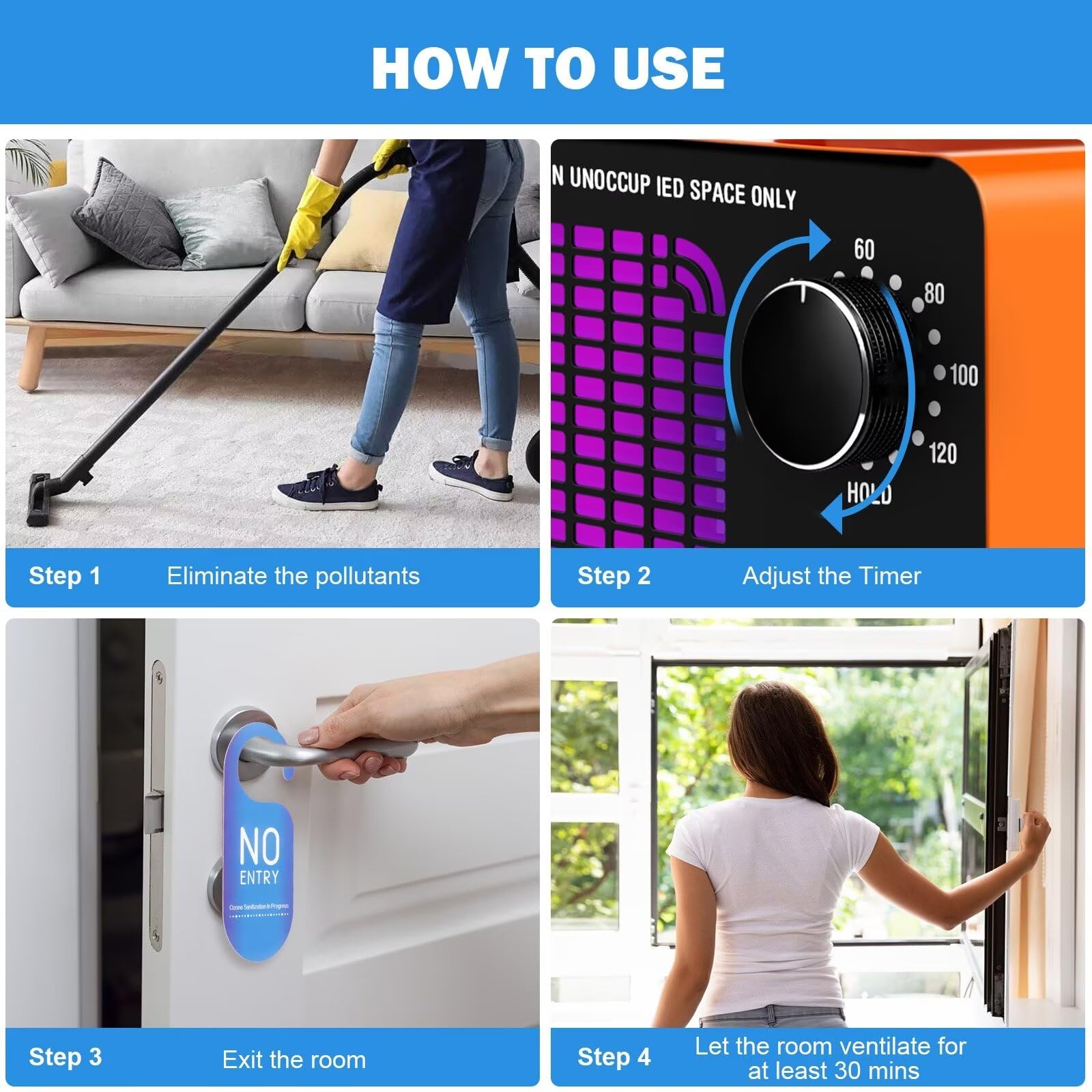 Ozone Generator 80,000Mg/H, Ozone Machine Odor Removal Ozone Odor Eliminator Ozonator Air Ionizer Deodorizer For Home/Car/Smoke/
