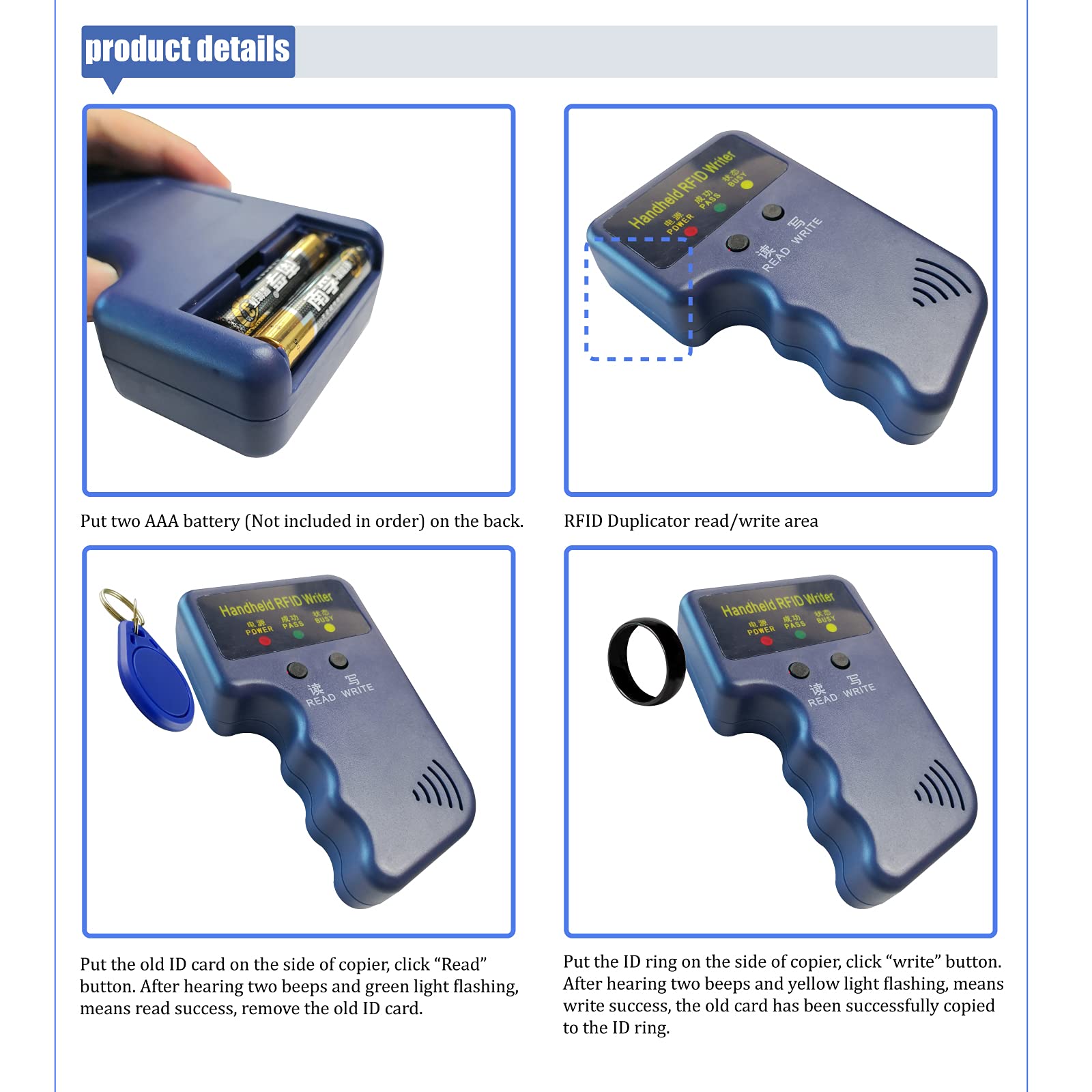 Riversmerge Rfid Rewritable 125Khz/13.56Mhz Id/Ic T5577/Uid Changeable Black Ceramics Smart Finger Ring For Men Or Women, With O