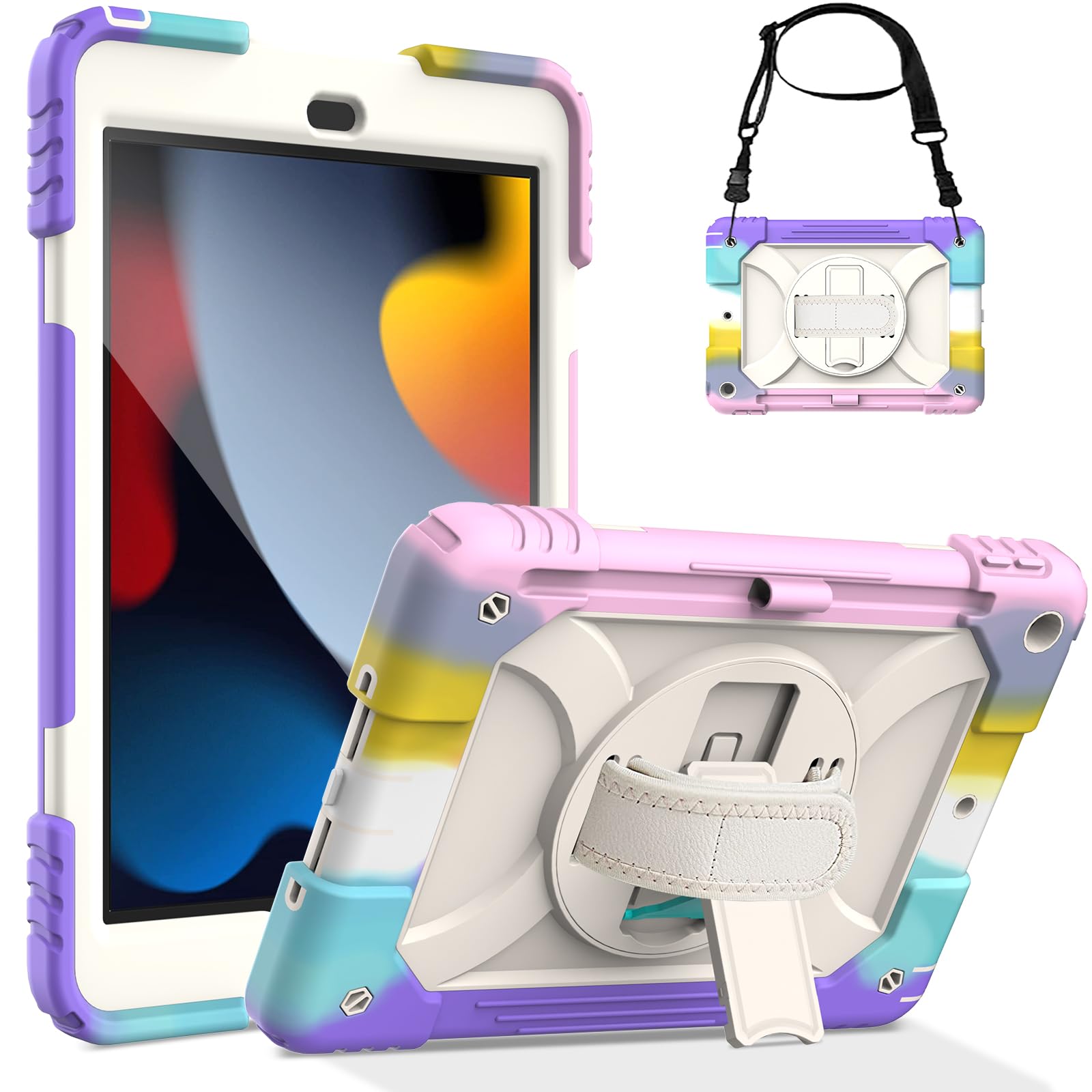 Ltrop Ipad 9Th Generation Case, Ipad 10.2 Case(2021/2020/2019), Ipad 8Th/7Th Generation Case [Shoulderstrap][Pencil Holder][Swiv