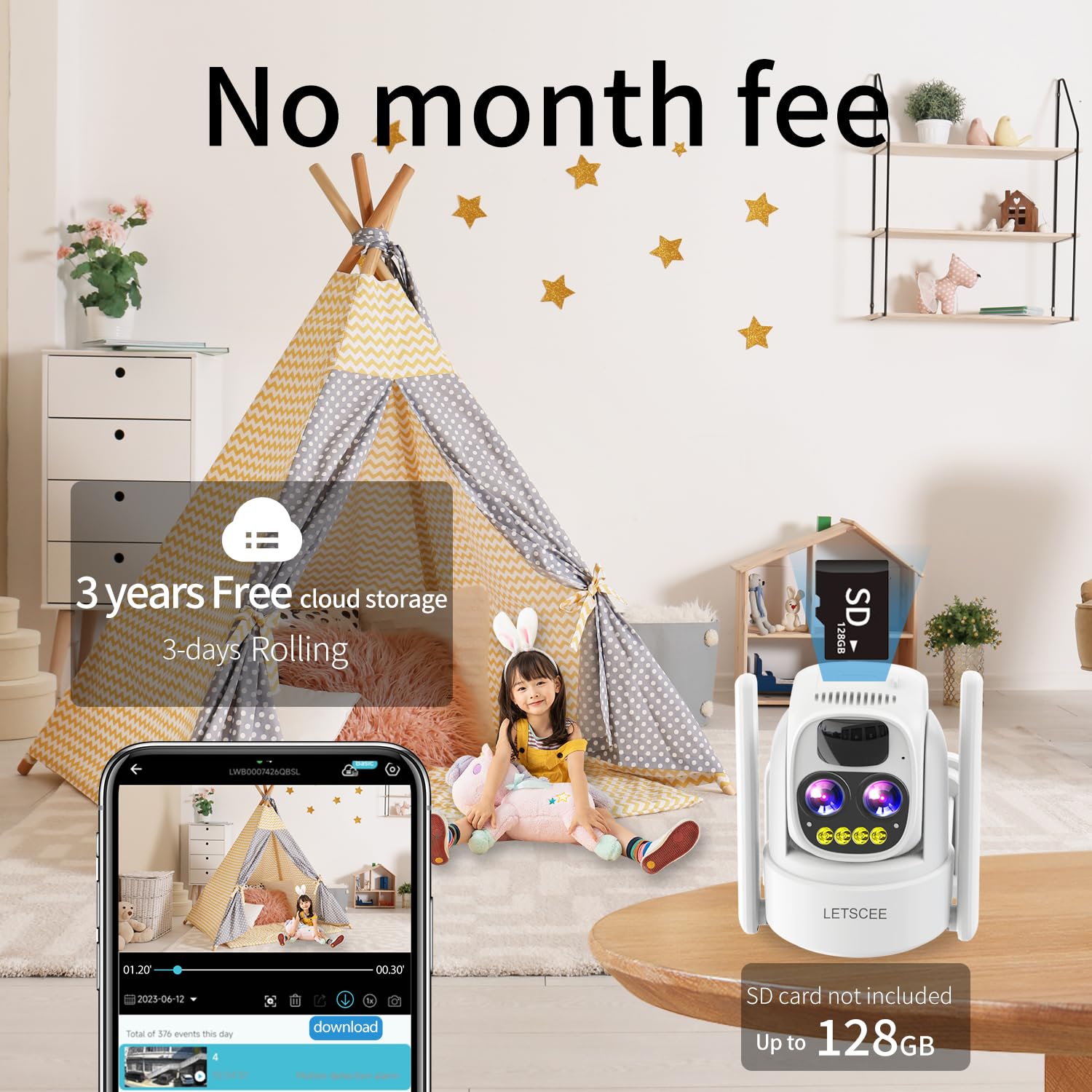 Letscee Cameras For Home Security Wireless Outdoor Solar,Alexa Security Camera Outside,360 Ptz Outside Wifi Camera Dual Lens 10X