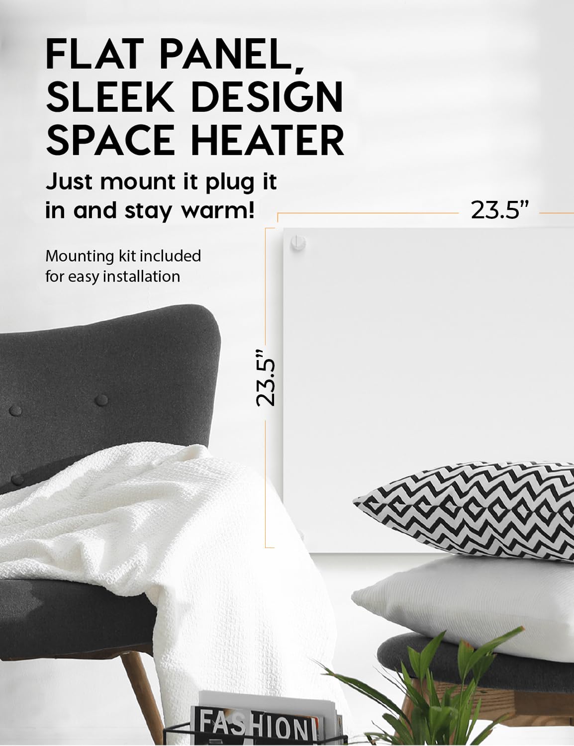 Econohome Wall Heater Panel With Thermostat   Electric Wall Mounted Heater For Indoor Use   400Watt Convection Heater   Perfect