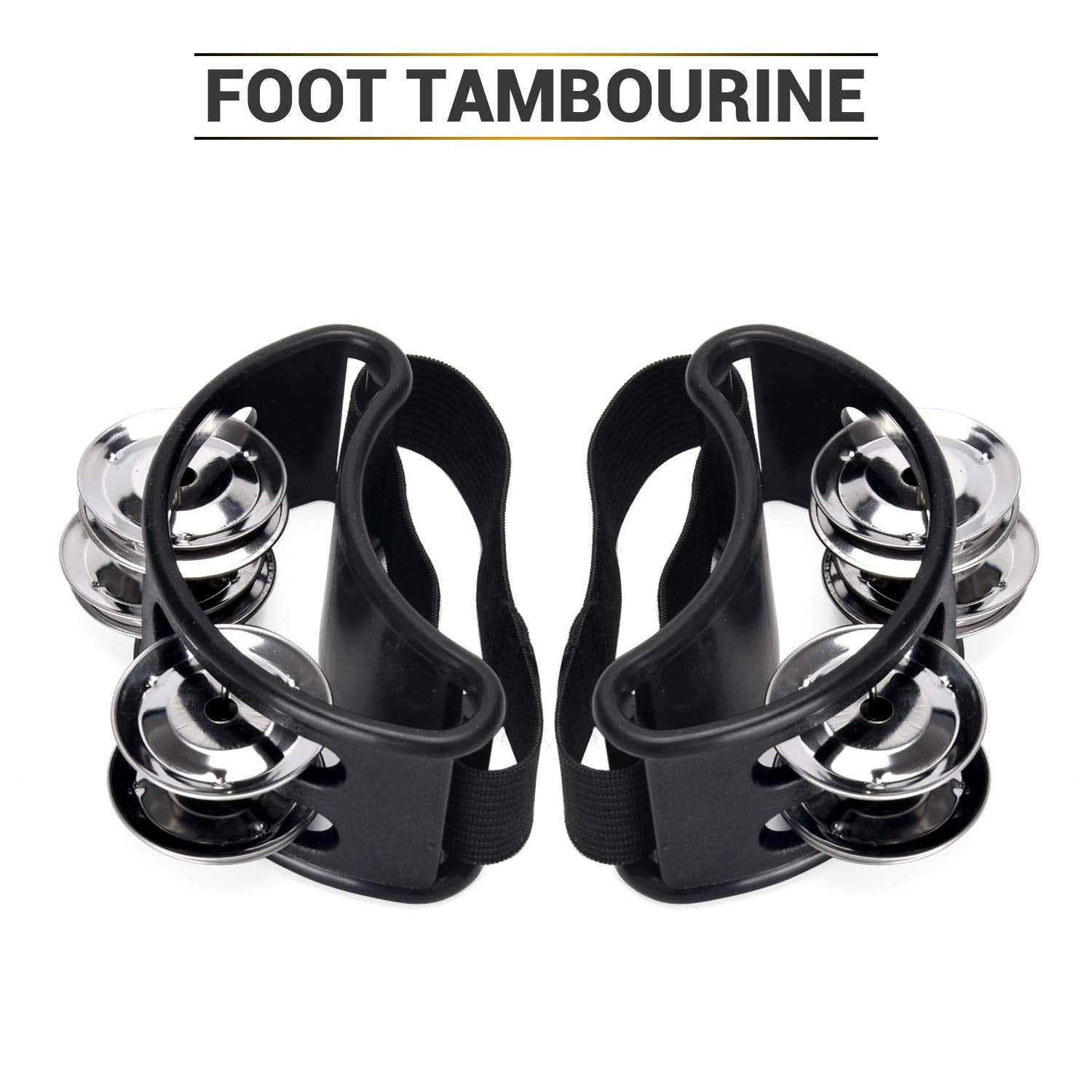 Facmogu 2Pcs Foot Tambourine Percussion, Musical Instrument Percussion Pedal With Steel Jingle Bells For Drum & Guitar Playing,