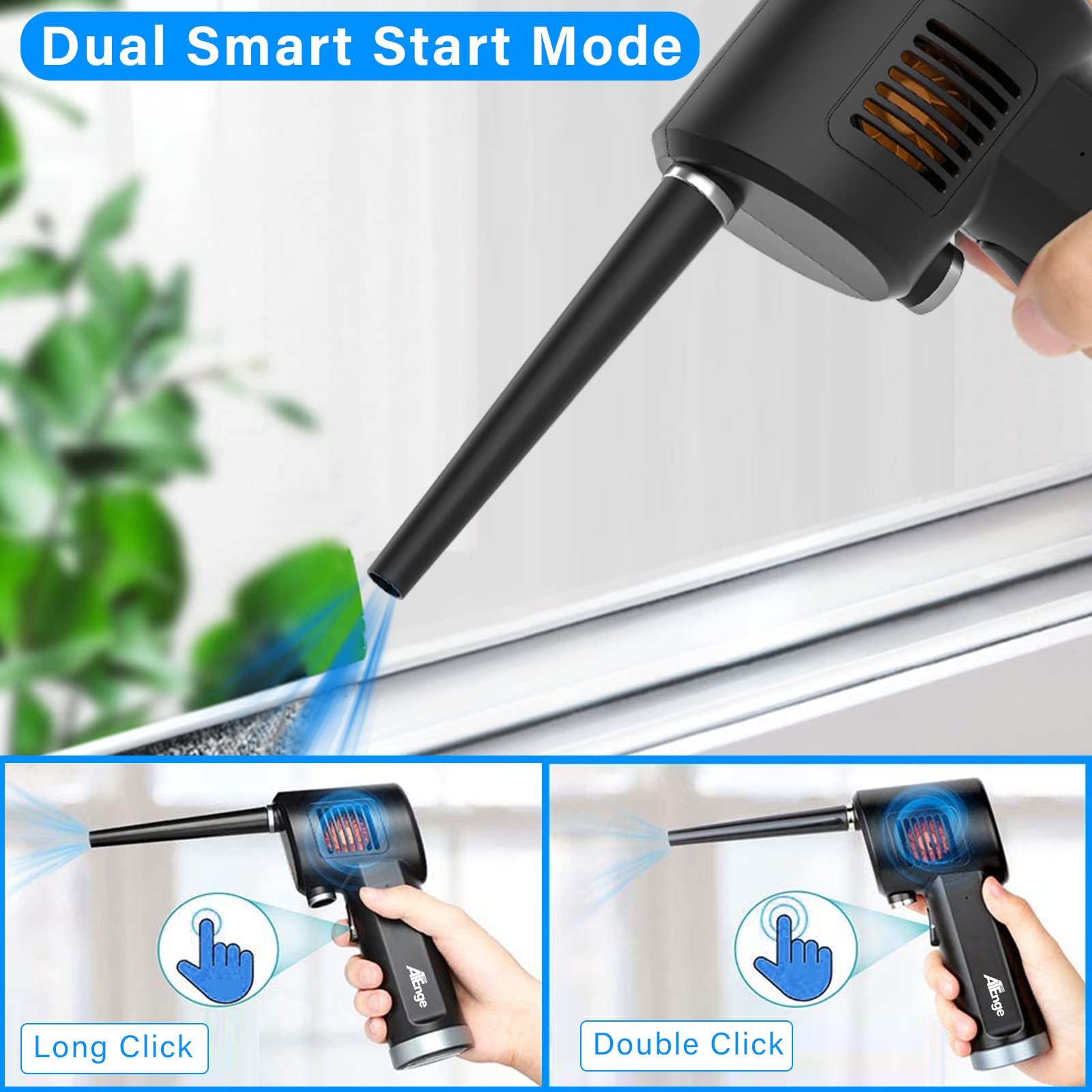 Electric Air Duster, Cordless Air Duster, Rechargeable Compressed Air Duster, 33000 Rpm Air Blower, Two Smart Start Modes, Good