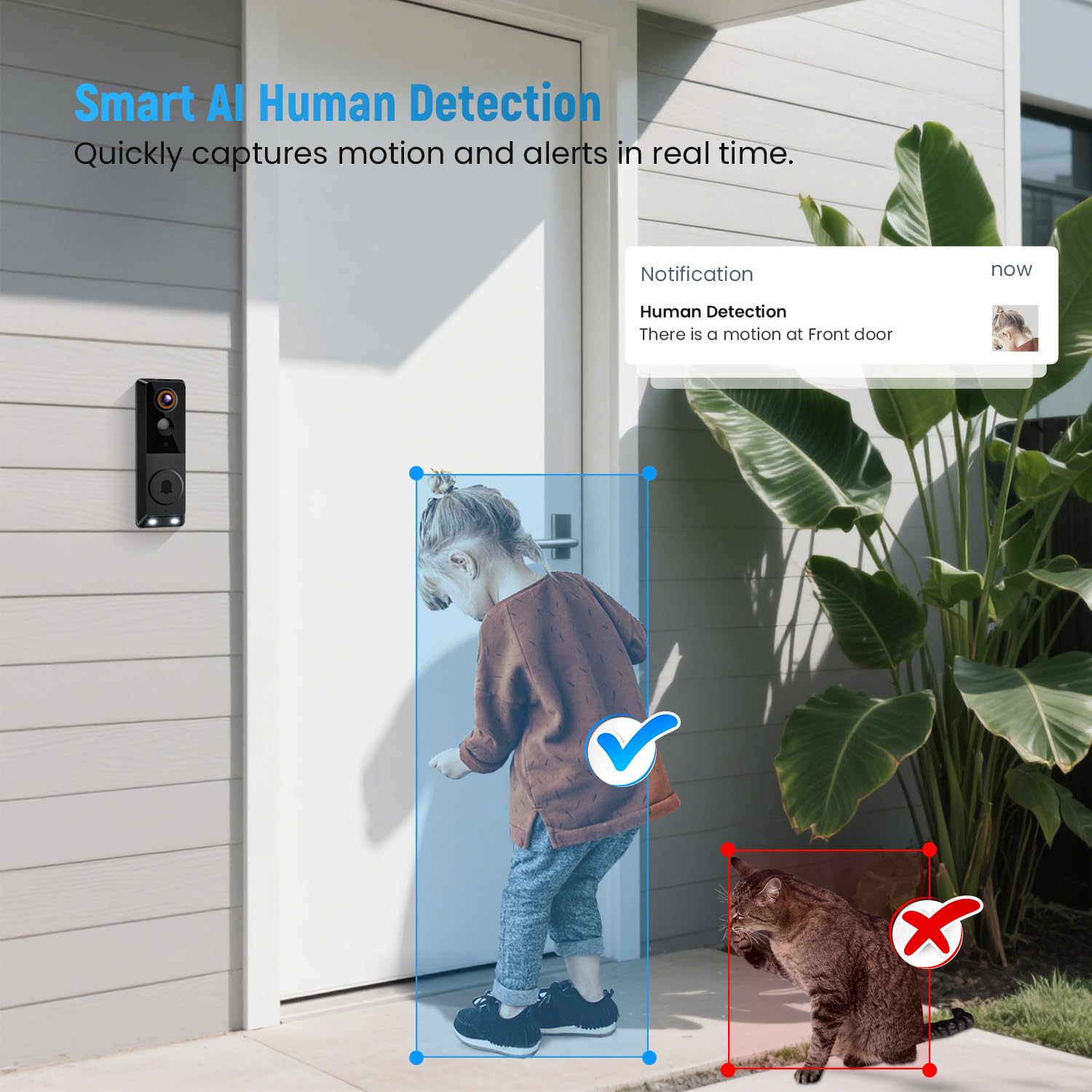 Spinlens 1080P Smart Wireless Doorbell Camera, Ai Human Detection,Real-Time Alerts, Night Vision In Full Color, Cloud Storage Se