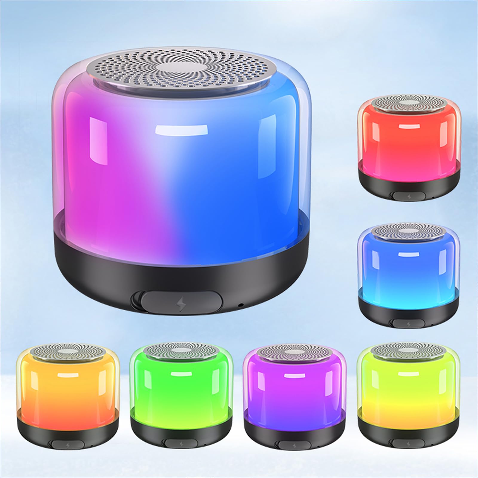 Roopersnake Portable Bluetooth Speakers With Colorful Lights, Loud Sound, Small Bluetooth Speaker With Wireless Stereo Pairing, 
