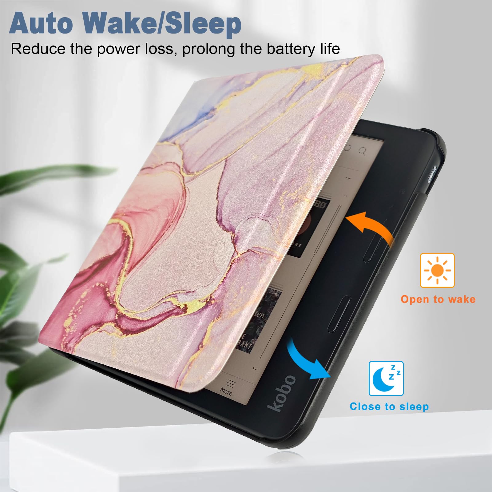 Caweet Case For Kobo Libra Colour (Model:N428, 2024 Release), Ultra Lightweight Pu Leather Shell Cover With Auto Wake/Sleep, Dre