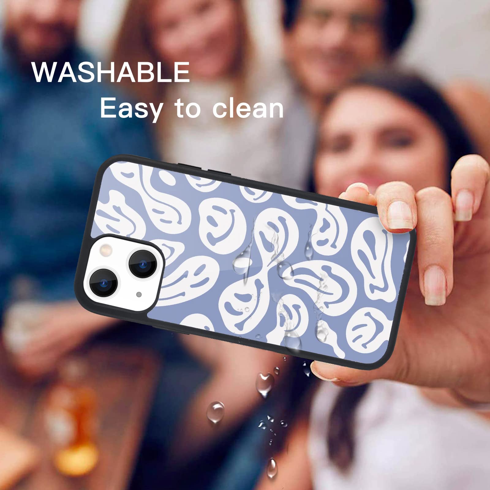 Maycari Compatible With Iphone 13 Pro Case For Children Women Happy Smile Face Hippie Design, Hard Back With Cute Trippy Pattern