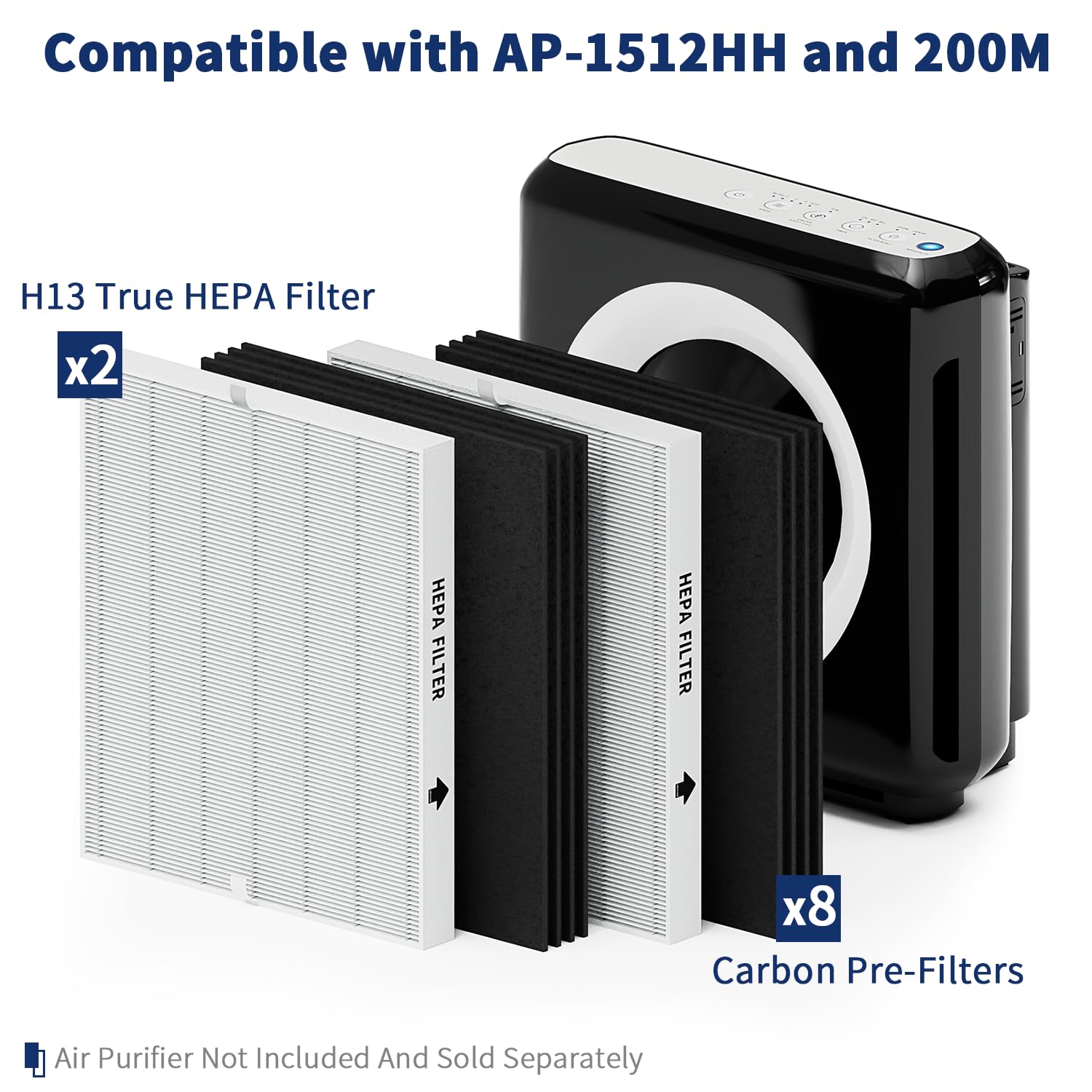 2 Pack Airmega Ap 1512Hh Filter Set Replacement For Coway Airmega Ap 1512Hh And 200M Air Purifiers, 2 True Hepa And 8 Carbon Pre