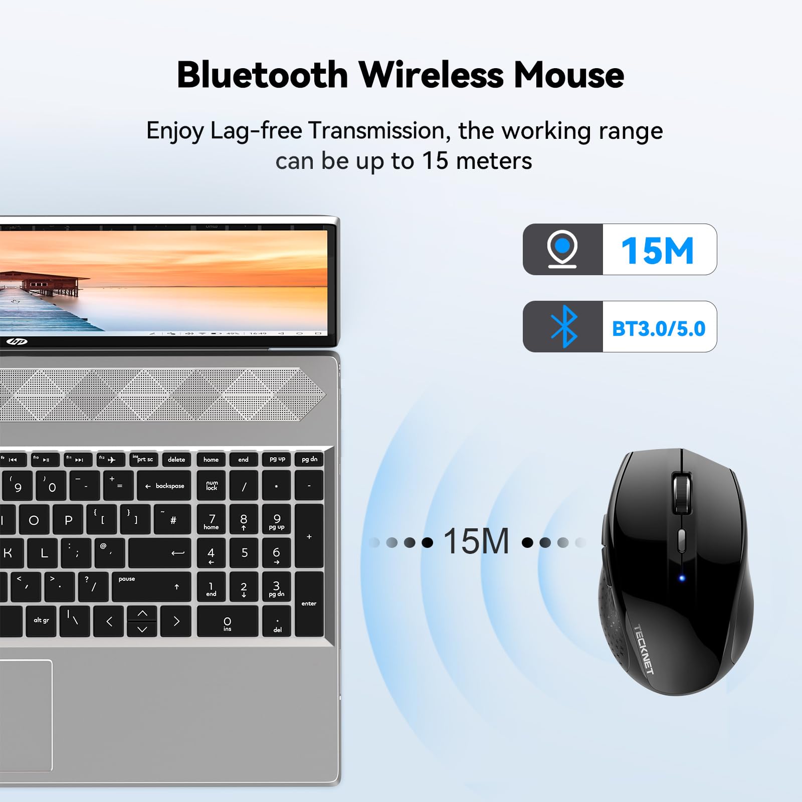 Tecknet Bluetooth Mouse, 4800 Dpi Computer Mouse, 2 Year Battery Wireless Mouse 6 Adjustable Dpi, 6 Buttons Compatible With Lapt