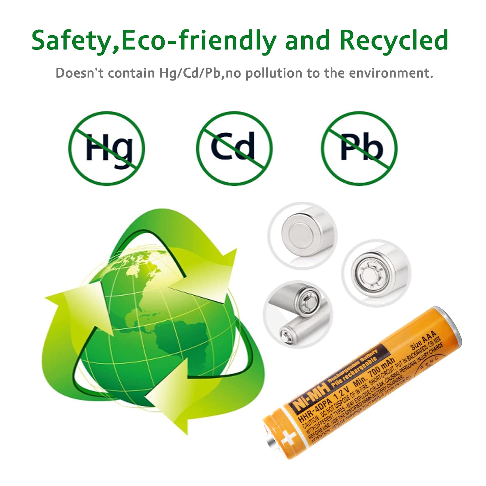 Eocik 6 Pack Hhr 4Dpa Ni Mh Rechargeable Aaa Batteries For Panasonic 1.2V 700Mah Aaa Rechargeable Battery For Cordless Phones