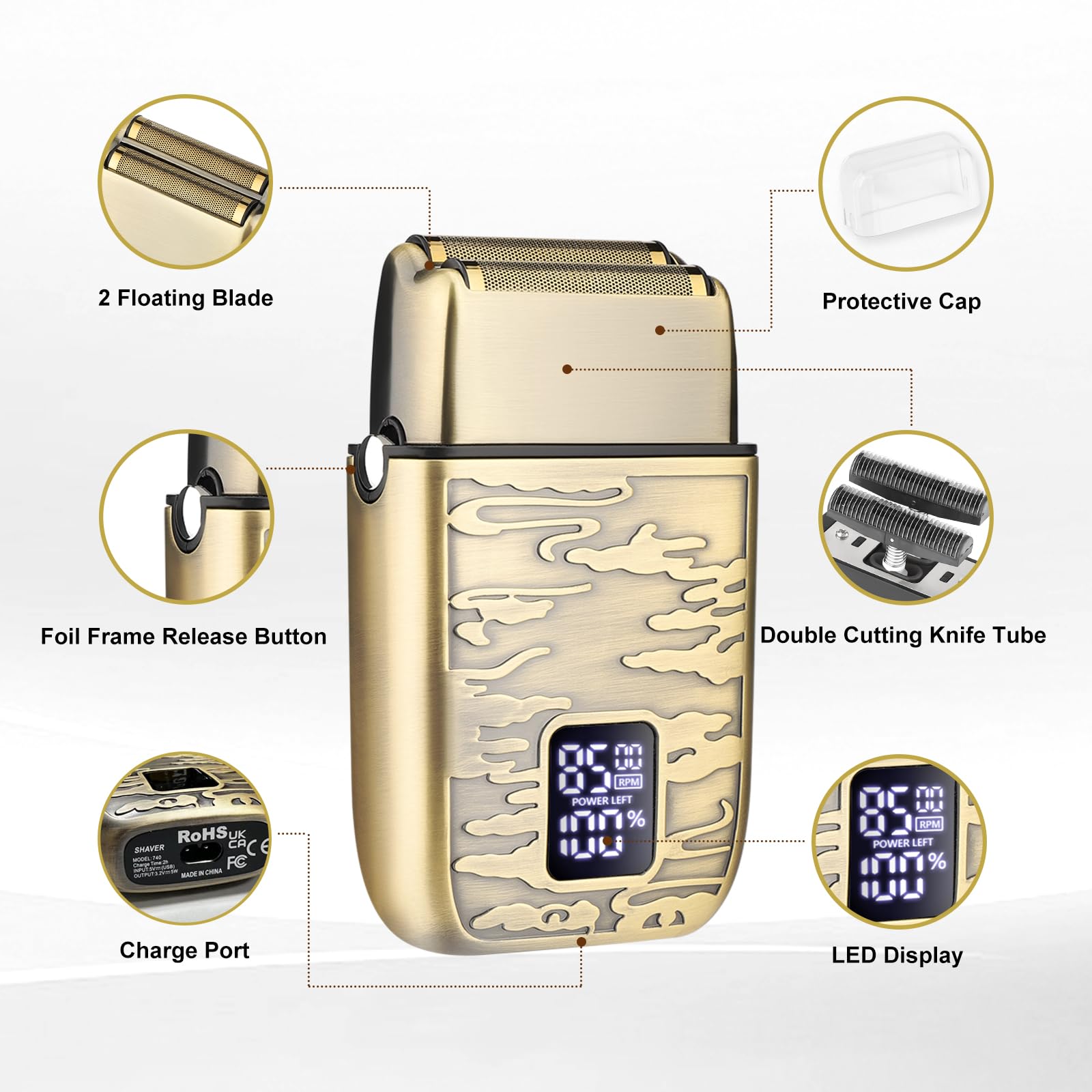 Gsky Electric Razor, Double Foil, Foil Shavers For Men,Electric Shavers For Men,Cordless Barber Shaver Beard Trimmer